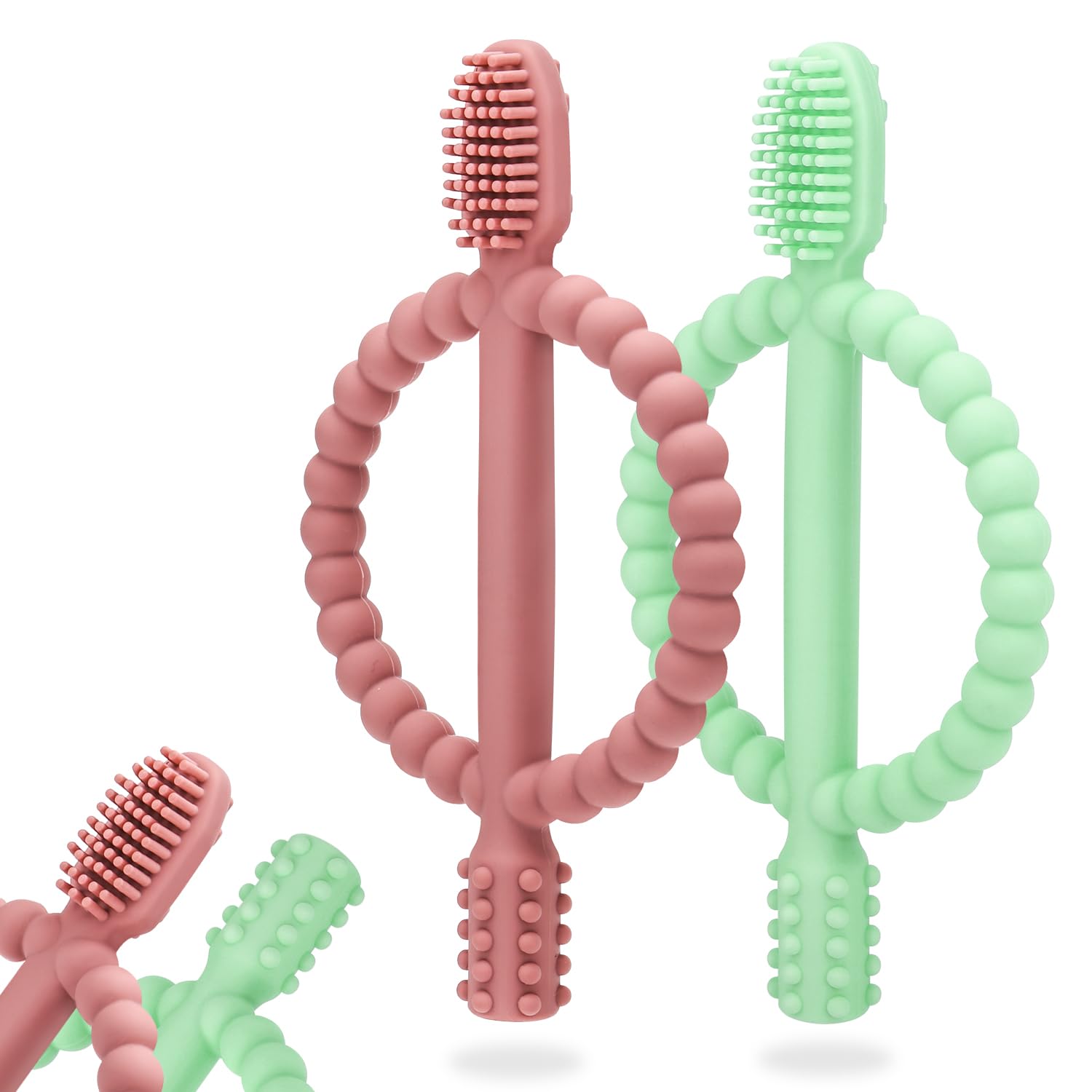 Baby Teething Toys with Easy-Hold Handle, Silicone Infant Toothbrush, Textured O...