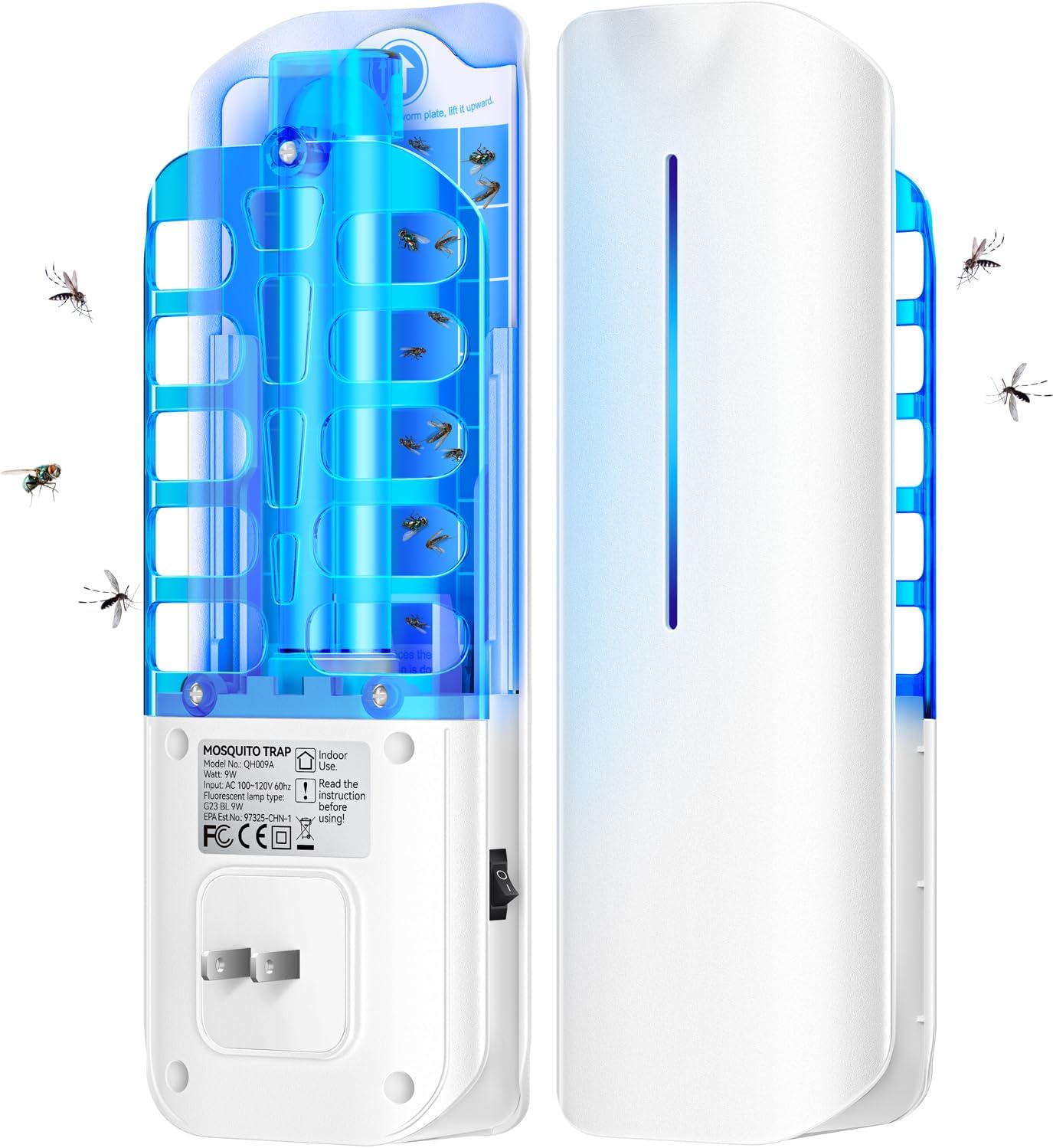 Flying Insect Trap Plug in Mosquito Bug Zapper Indoor Gnat Moth Catcher with 9W...