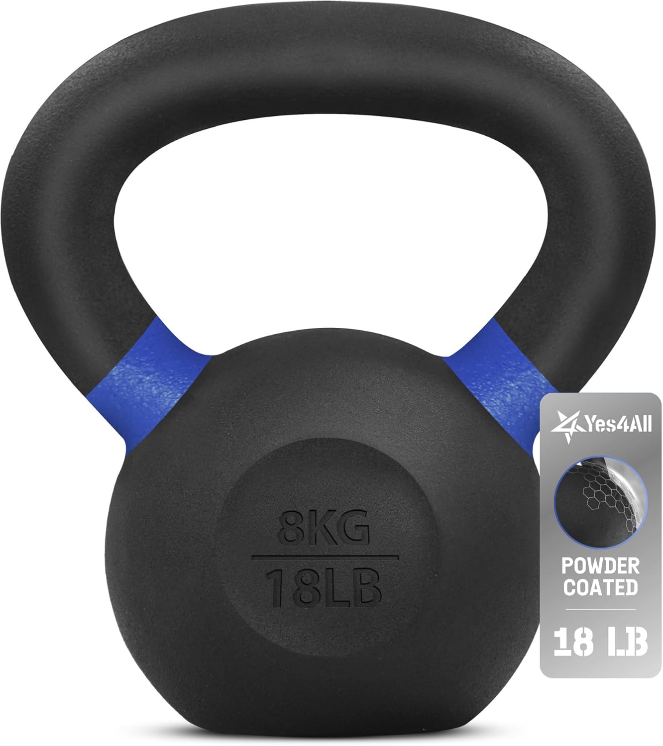 Yes4All Powder Coated Cast Iron Kettlebell Strengt...