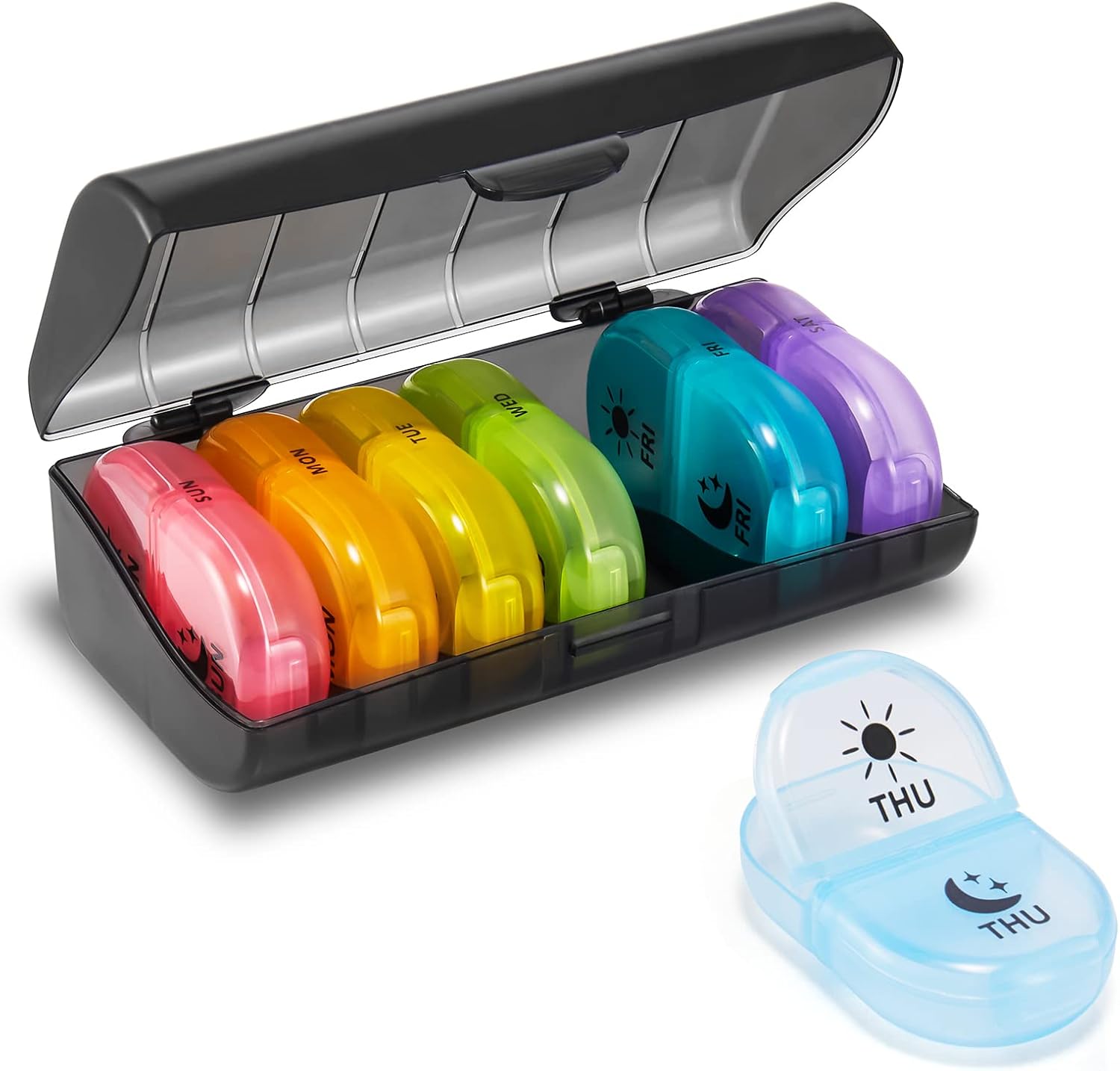 Fullicon Pill Box 2 Times A Day, Travel 7 Day, Weekly Medicine Organiser with La...