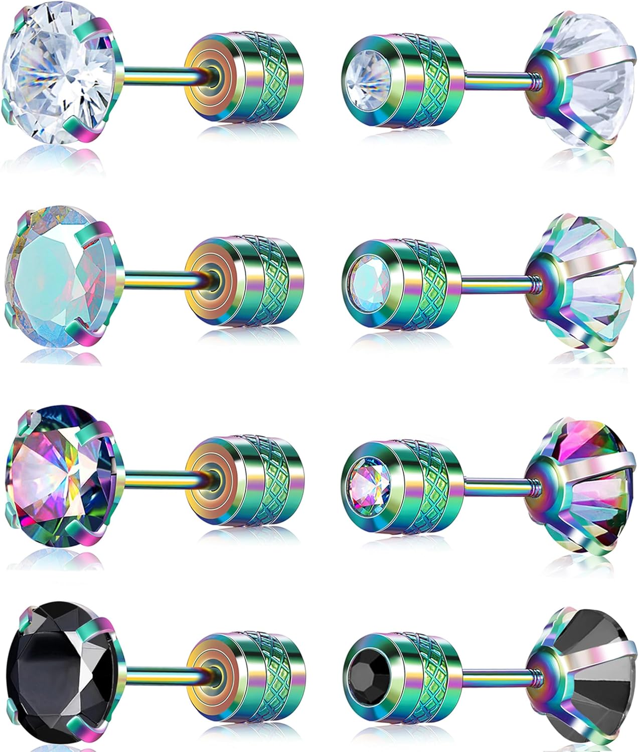 VOLUKA Stainless Steel Earrings, Special Cubic Zirconia Stud Earrings for Women