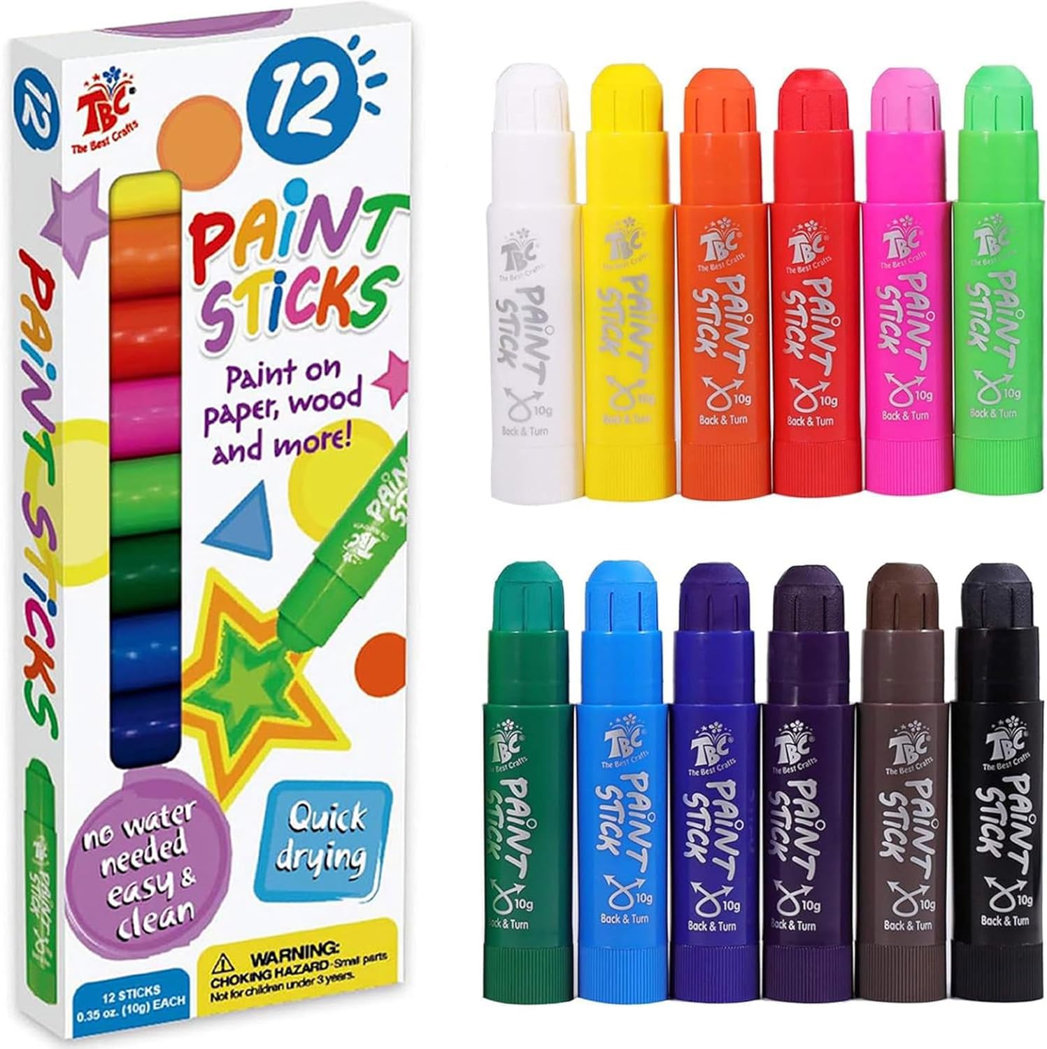 Paint Sticks for Children Pack of 12 Washable Toddler Tempera Painting Sticker N...