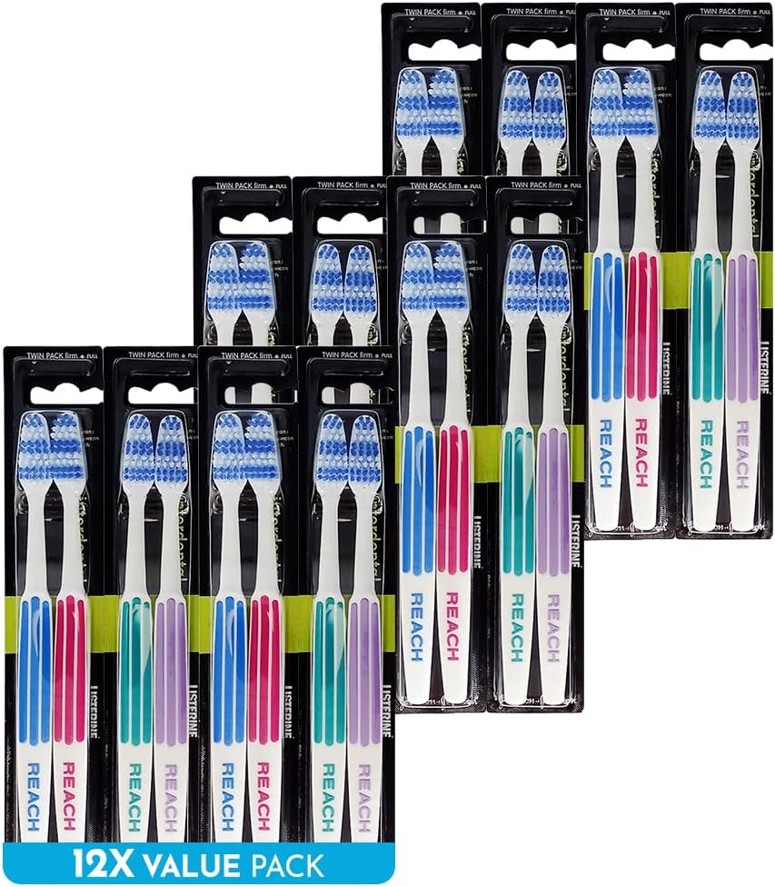 REACH Essential Care Interdental Firm Toothbrush, Duo Pack x 12, Full Head Hard...