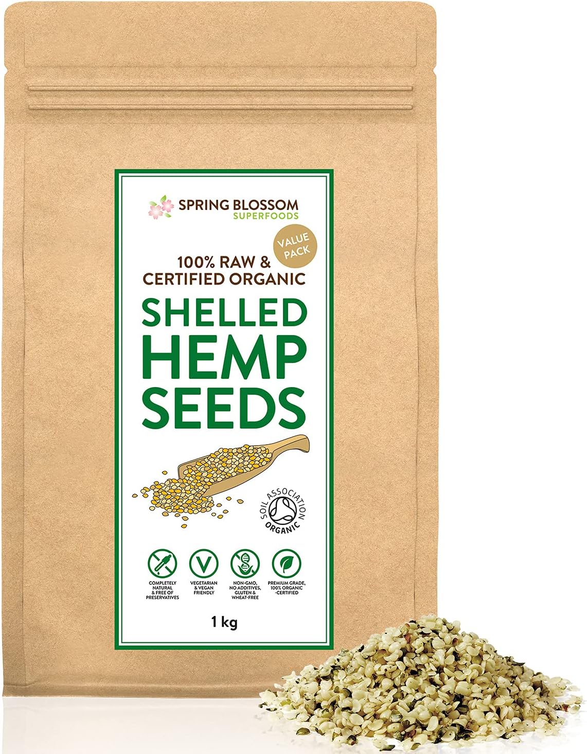1KG Raw Organic Shelled/Hulled Hemp Seeds Hearts Healthy Vegan Snack Rich in Pla...