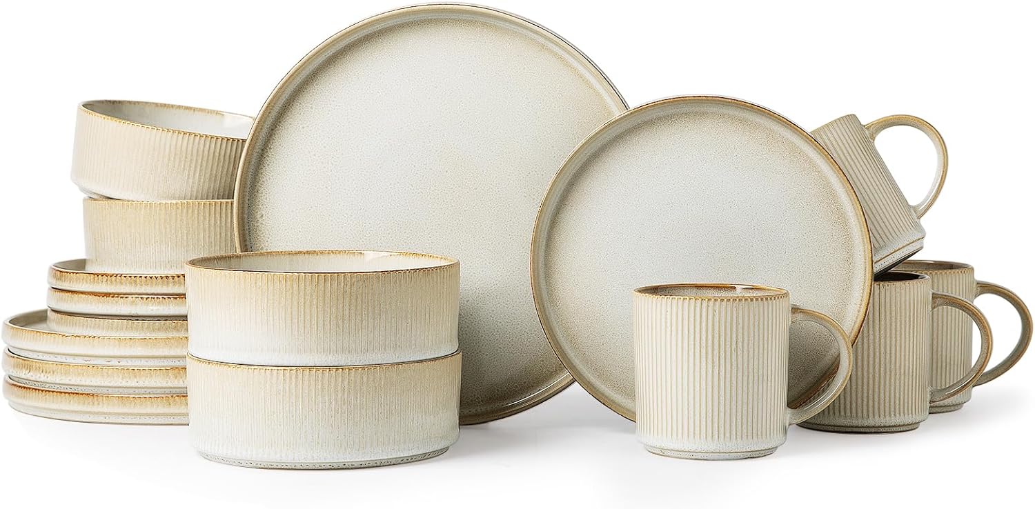 MONITO Ceramic Dinnerware 16 Pieces Dinner Set,Sto...