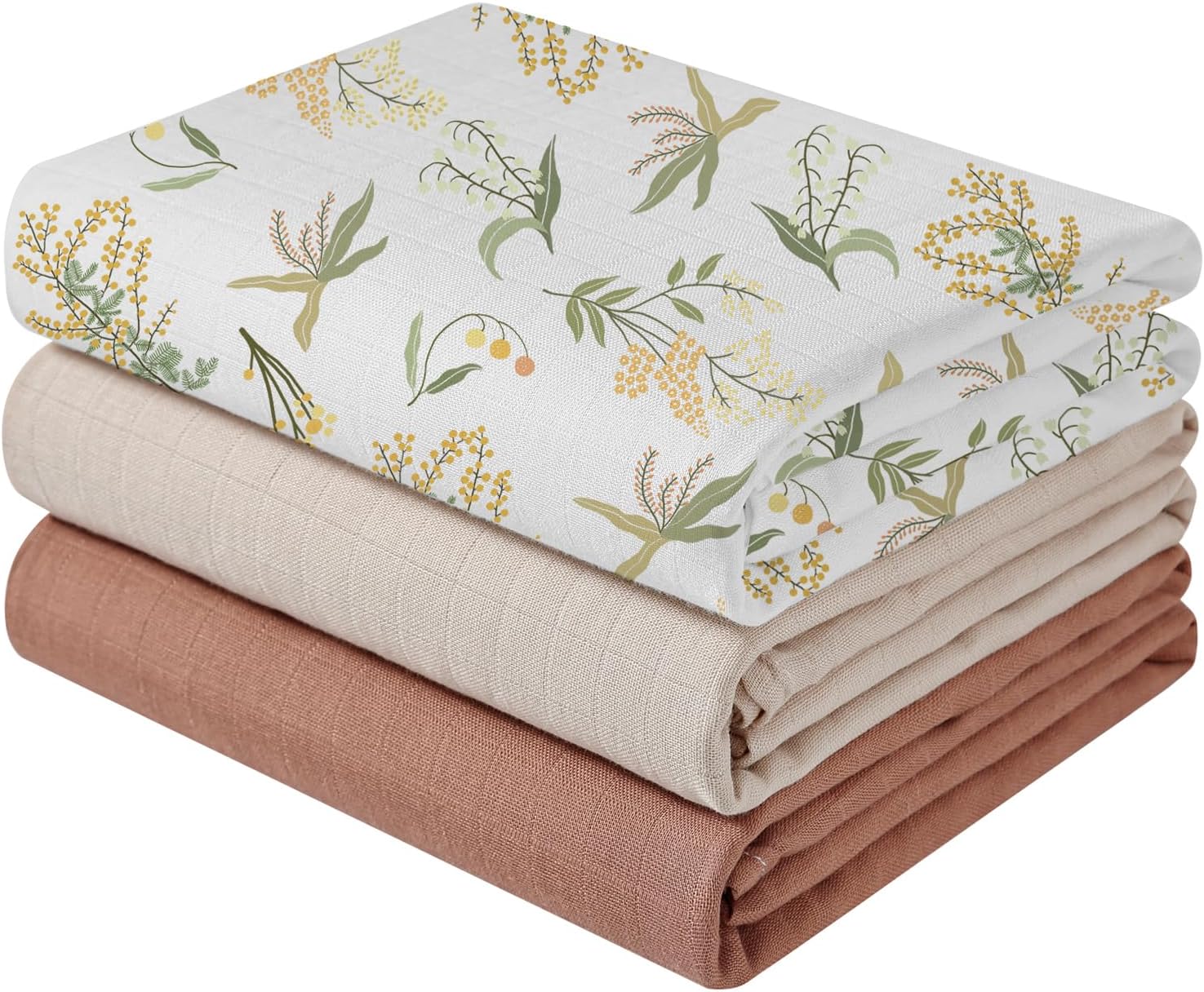 Muslin Swaddle Blankets for Boys & Girls, 3 Pack Muslin Baby Blanket for Unisex,...