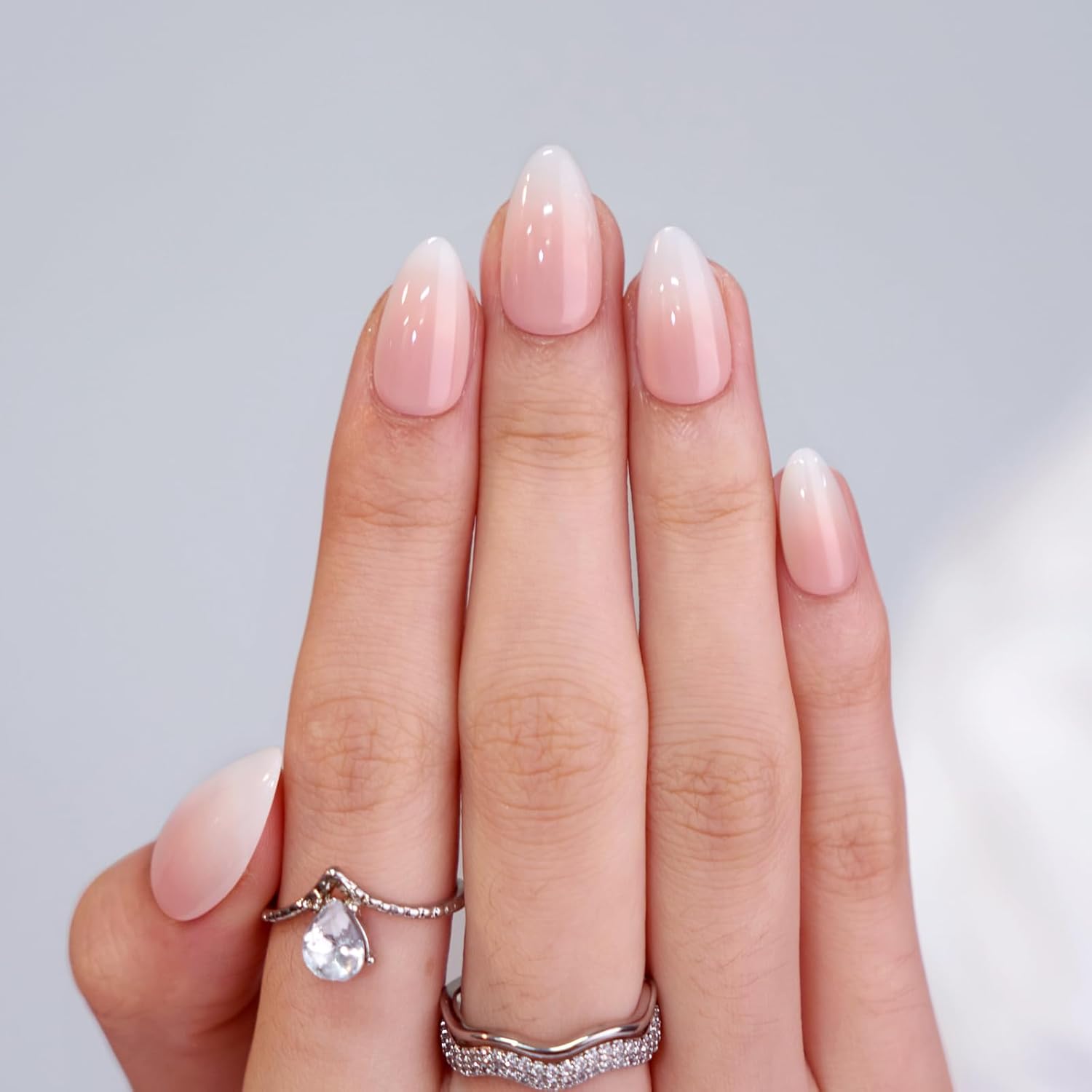 Stick On Nails Short - BTArtbox Almond False Nails with Glue, 30 Pcs Soft Gel Pr...