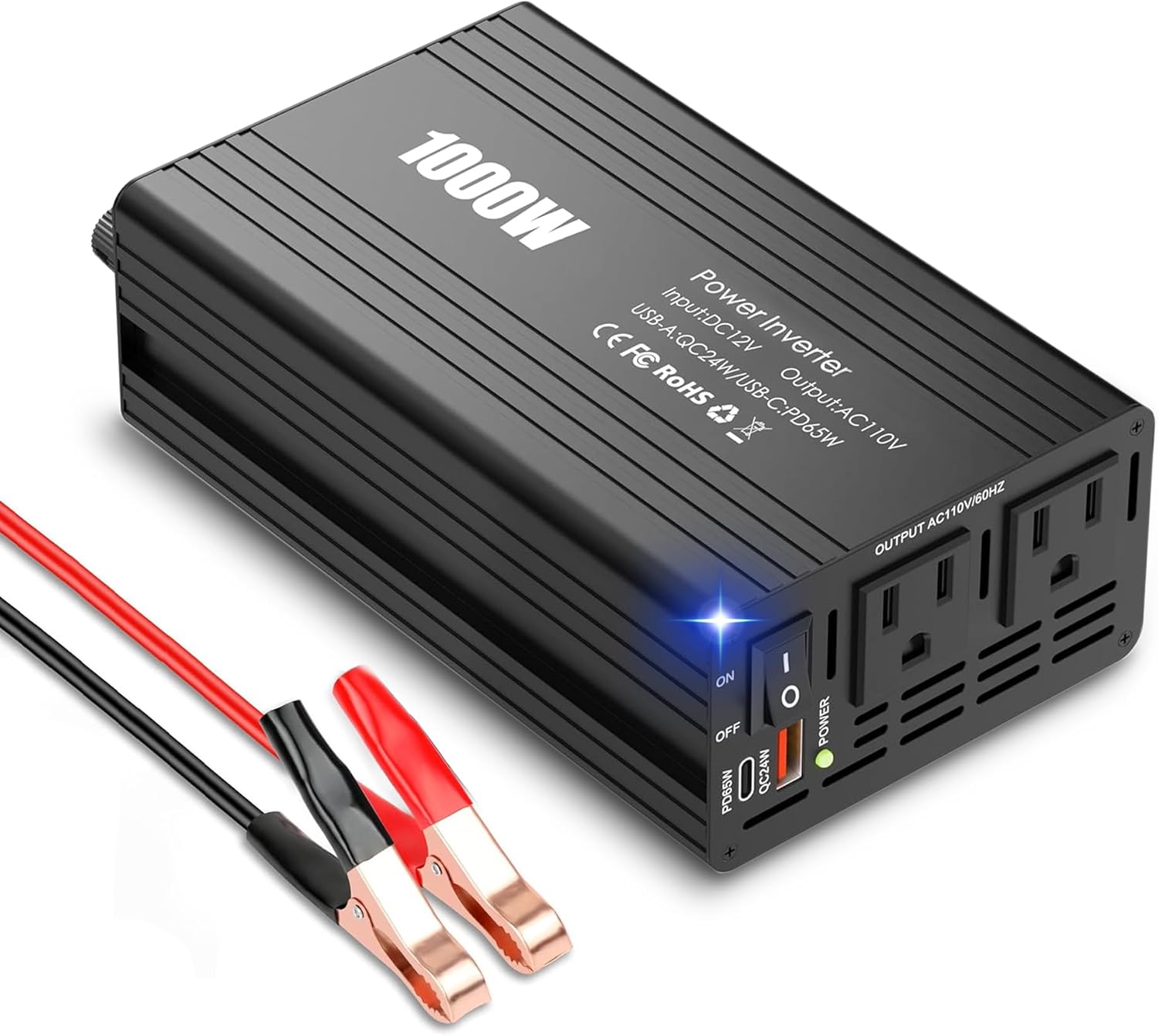 1000W Car Power Inverter, 12v DC to 110v AC Conver...