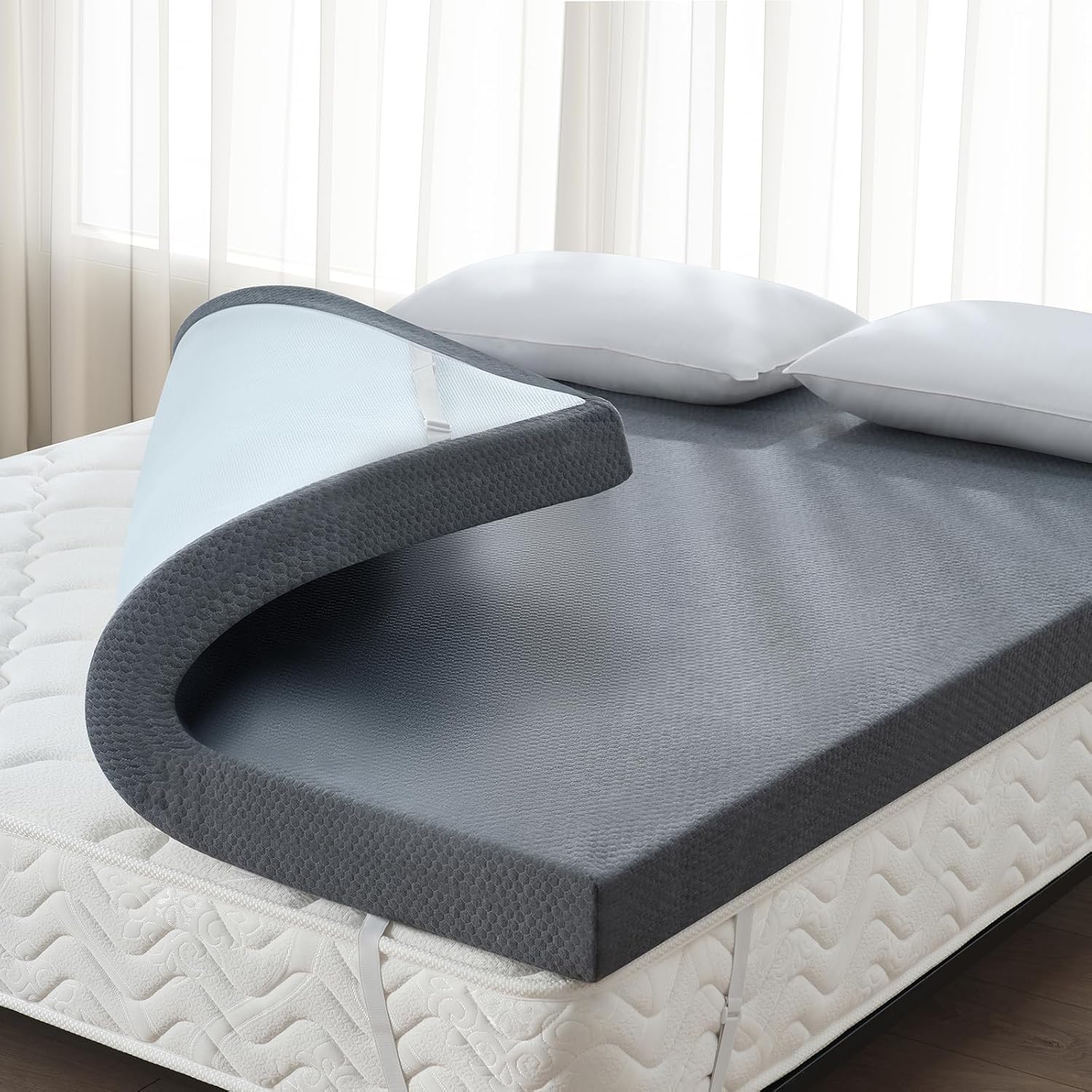 3 Inch King Size Memory Foam Mattress Topper, Cooling Gel Bed Topper with Premiu...
