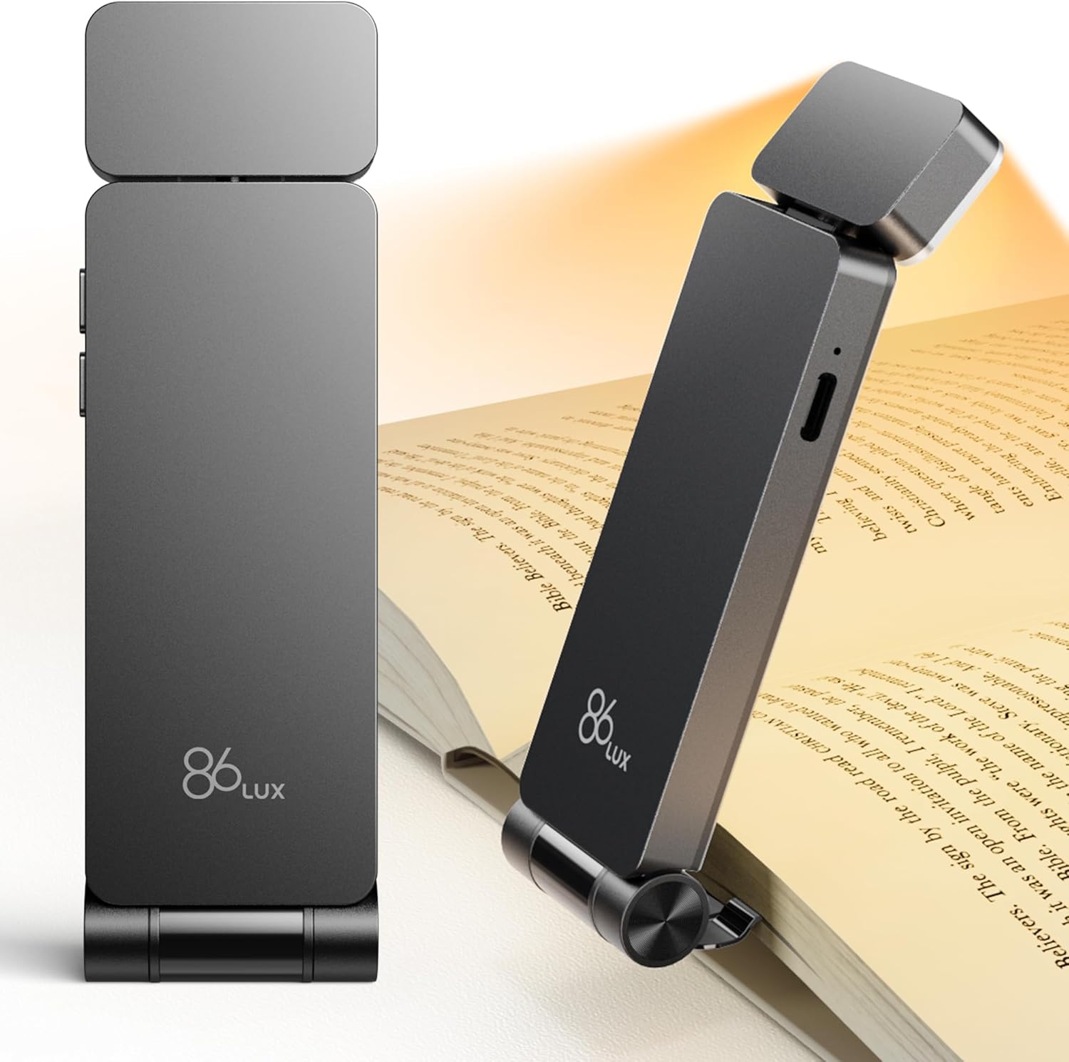 86lux Book Light, Rechargeable Reading Lights for Books in Bed, Ultralight Clip-...