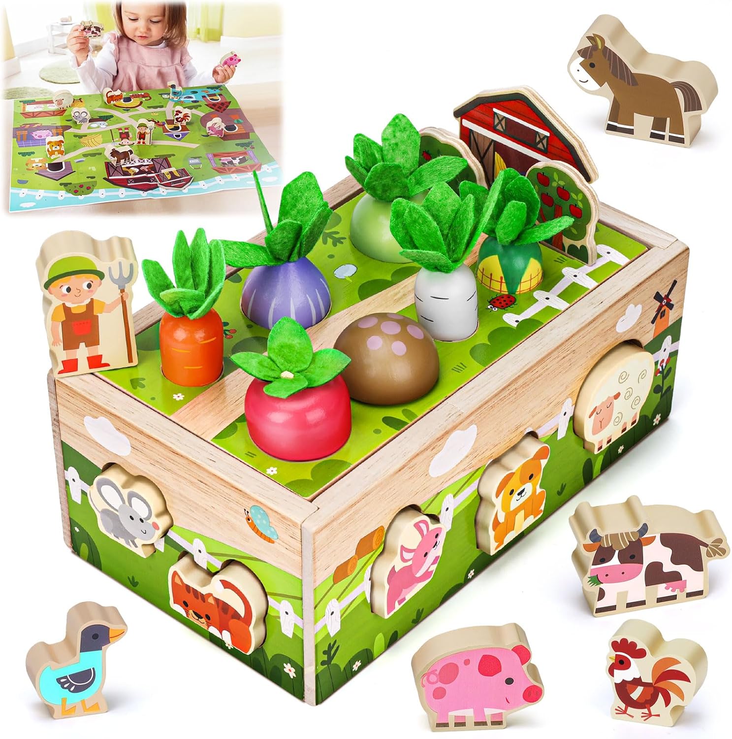 Montessori Wooden Sensory Toddler Toys: Toy for 1 Year Old Boys Girls Birthday G...