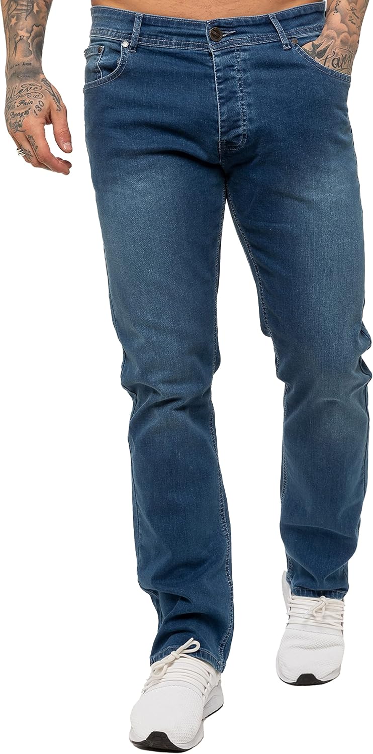 989Zé ENZO Mens Stretch Straight Leg Regular Fit Classic Denim Jeans All Waist S...