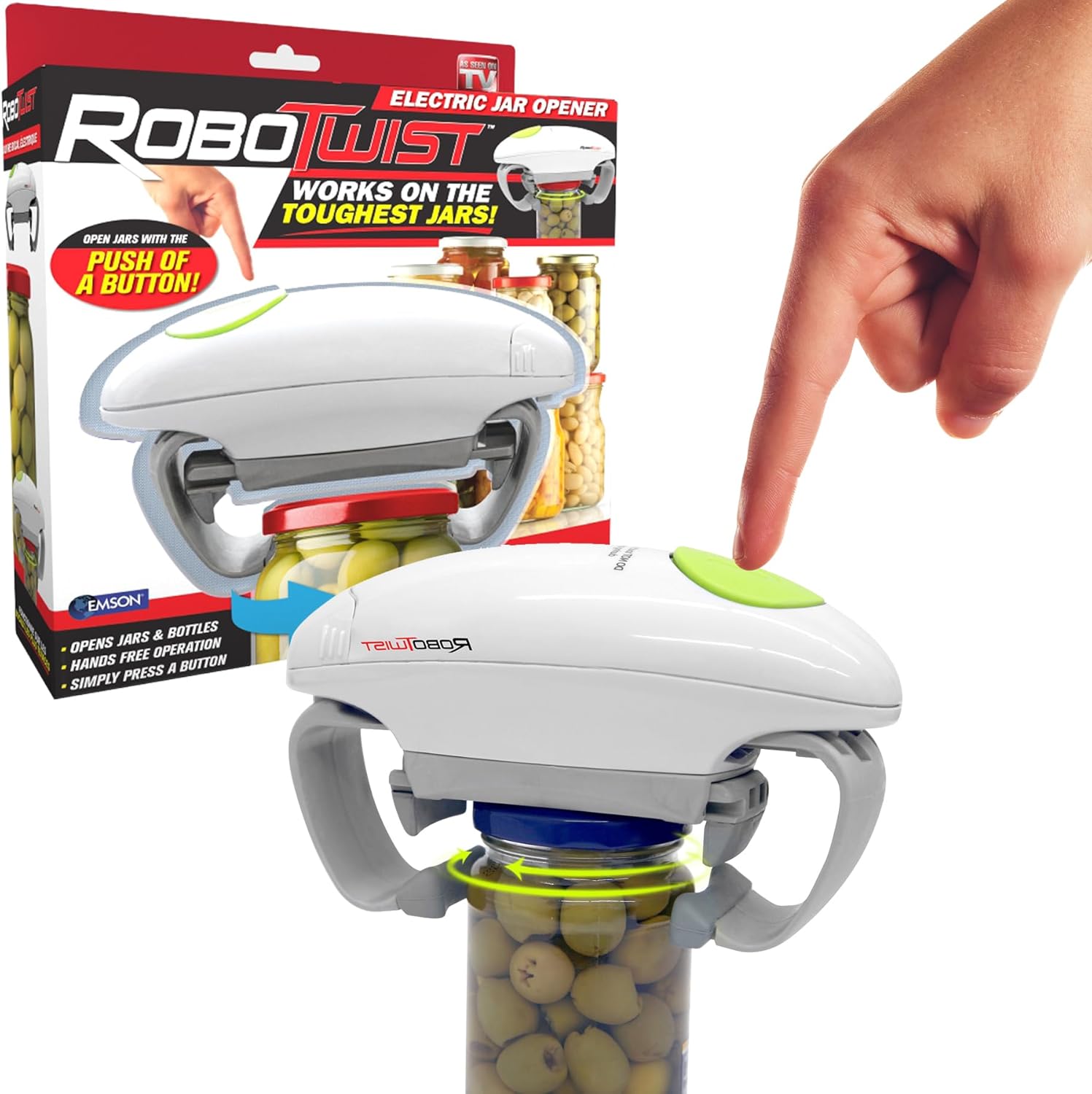 Robotwist Jar Opener, Automatic Jar Opener, Deluxe Model with Improved Torque, R...