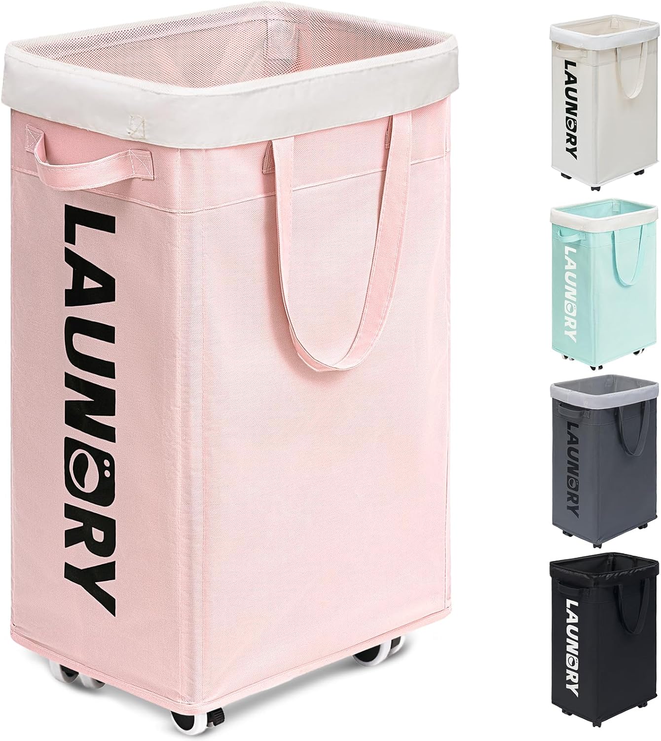 Goodpick Laundry Basket with Wheels, 75L Collapsible Laundry Basket, Rolling Lau...