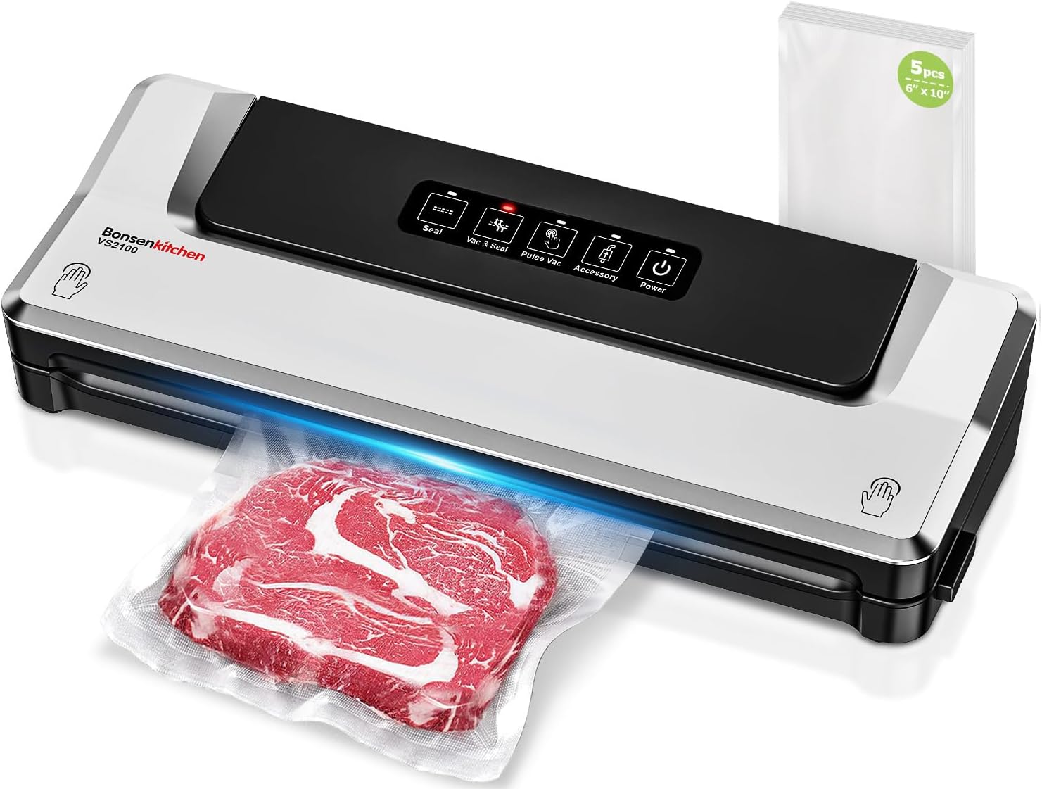 Bonsenkitchen Vacuum Sealer, Special Vacuum Sealer Machine with 5 Vacuum Bags, I...
