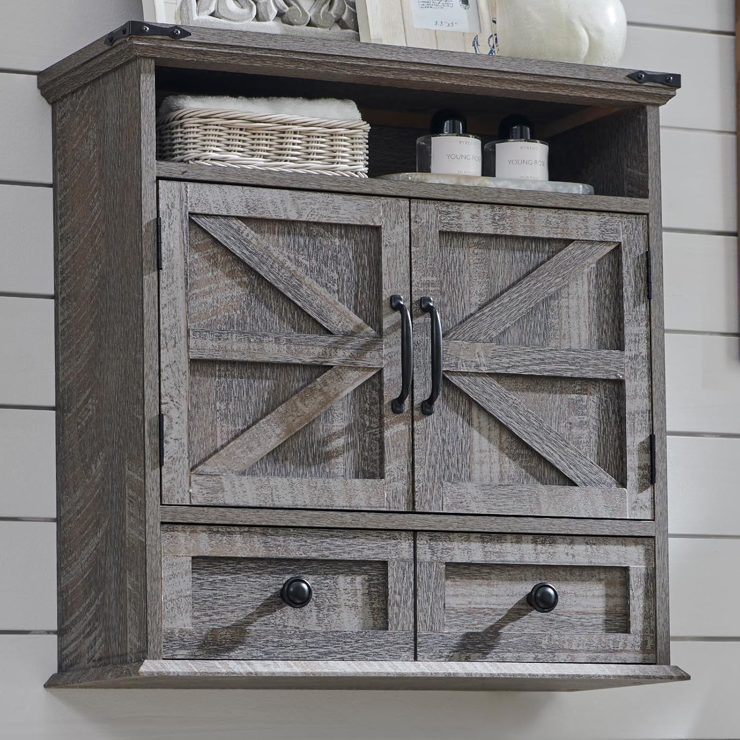 Farmhouse Bathroom Wall Cabinet, Unique Medicine Cabinet with Adjustable Shelf,...