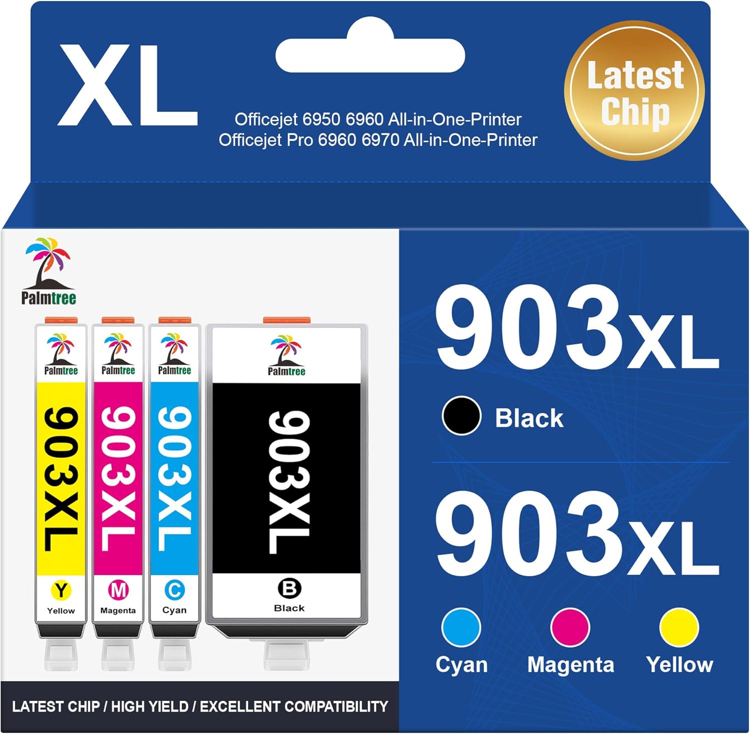 Palmtree 903XL Ink Cartridges Replacement for HP 903XL Ink Cartridges Multipack...