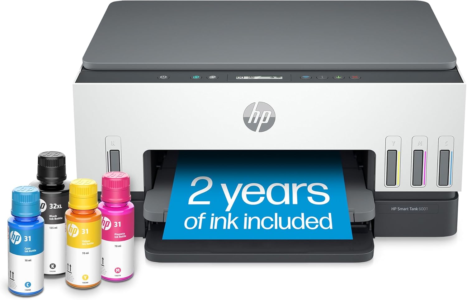 HP Smart -Tank 6001 Wireless Cartridge-Free all in one printer, this ink -tank p...