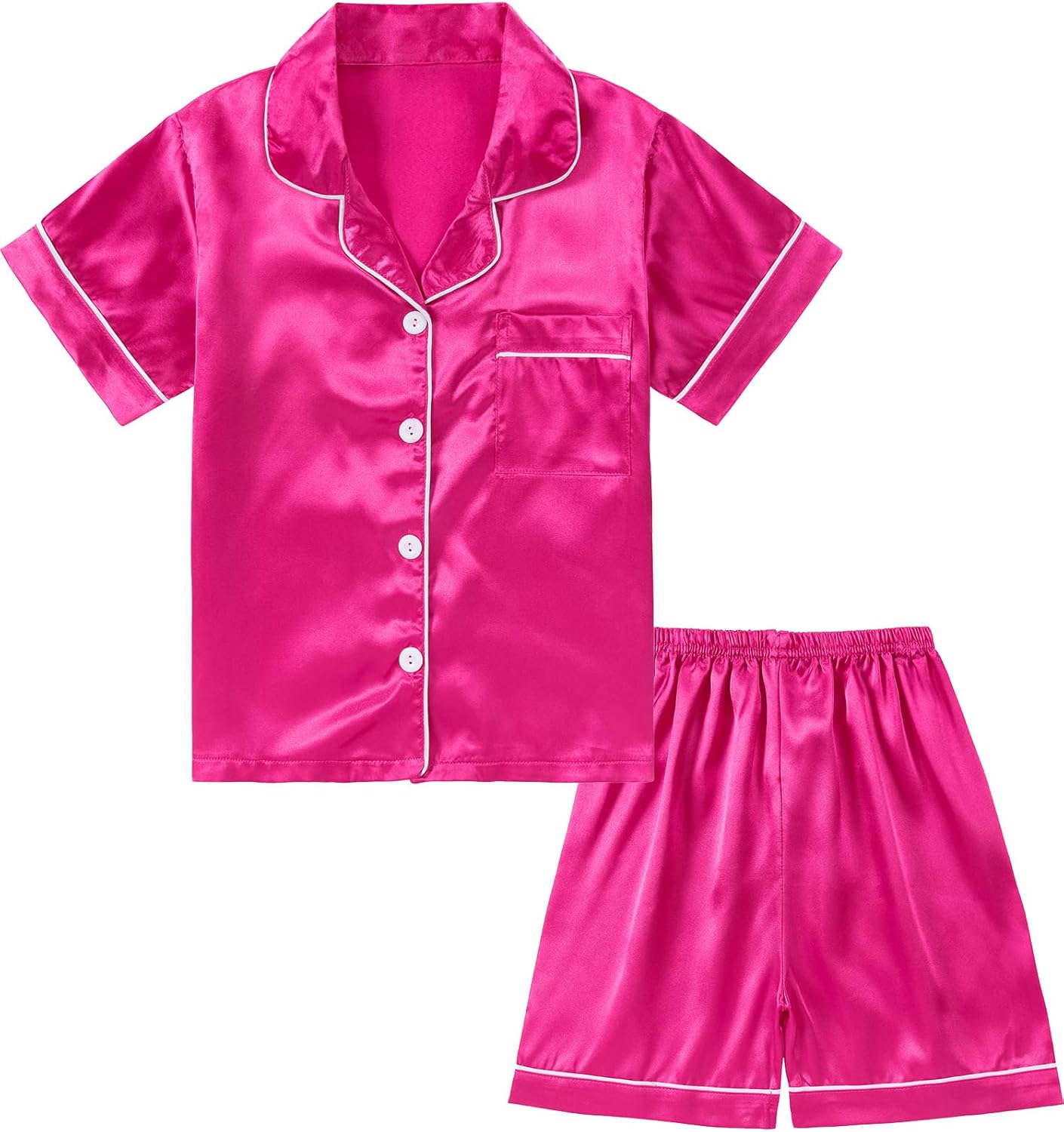 DIPUG Girls Pajamas Silk Pajama Set Satin Pjs for Kids Comfortable Nights Sleepw...