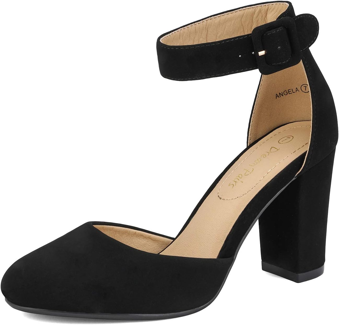 DREAM PAIRS Women's High Heel Ankle Strap Closed Toe Chunky Wedding Pumps Shoes...