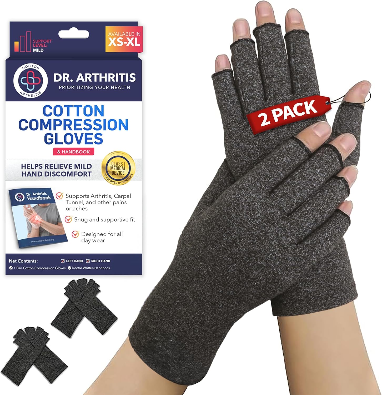 Doctor Developed Arthritis Gloves Without Fingertips Carpal Tunnel Compression G...