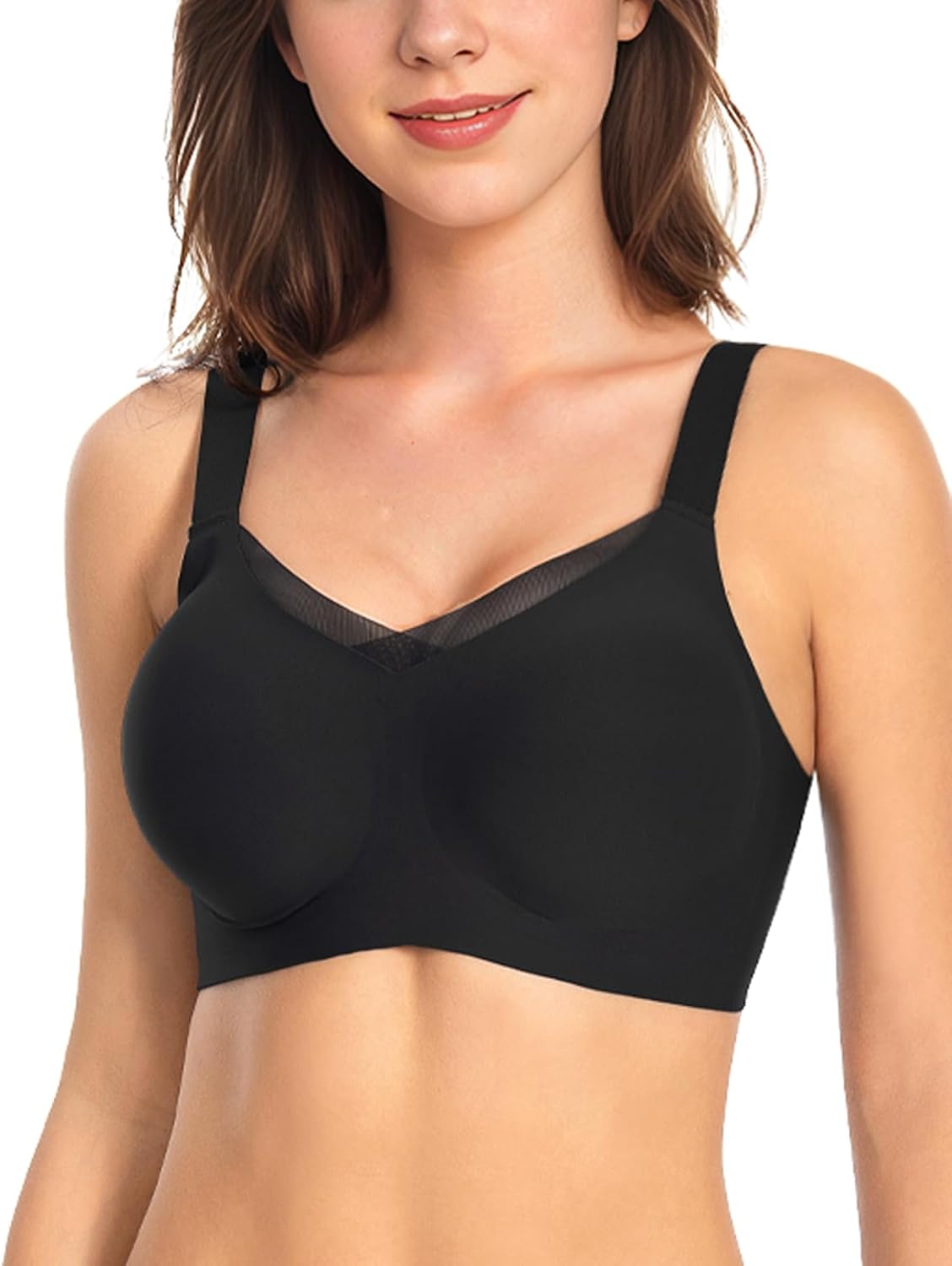 Vinfact Women's V Lace Wireless Seamless Bra, Special Push Up Bra for Comfort an...