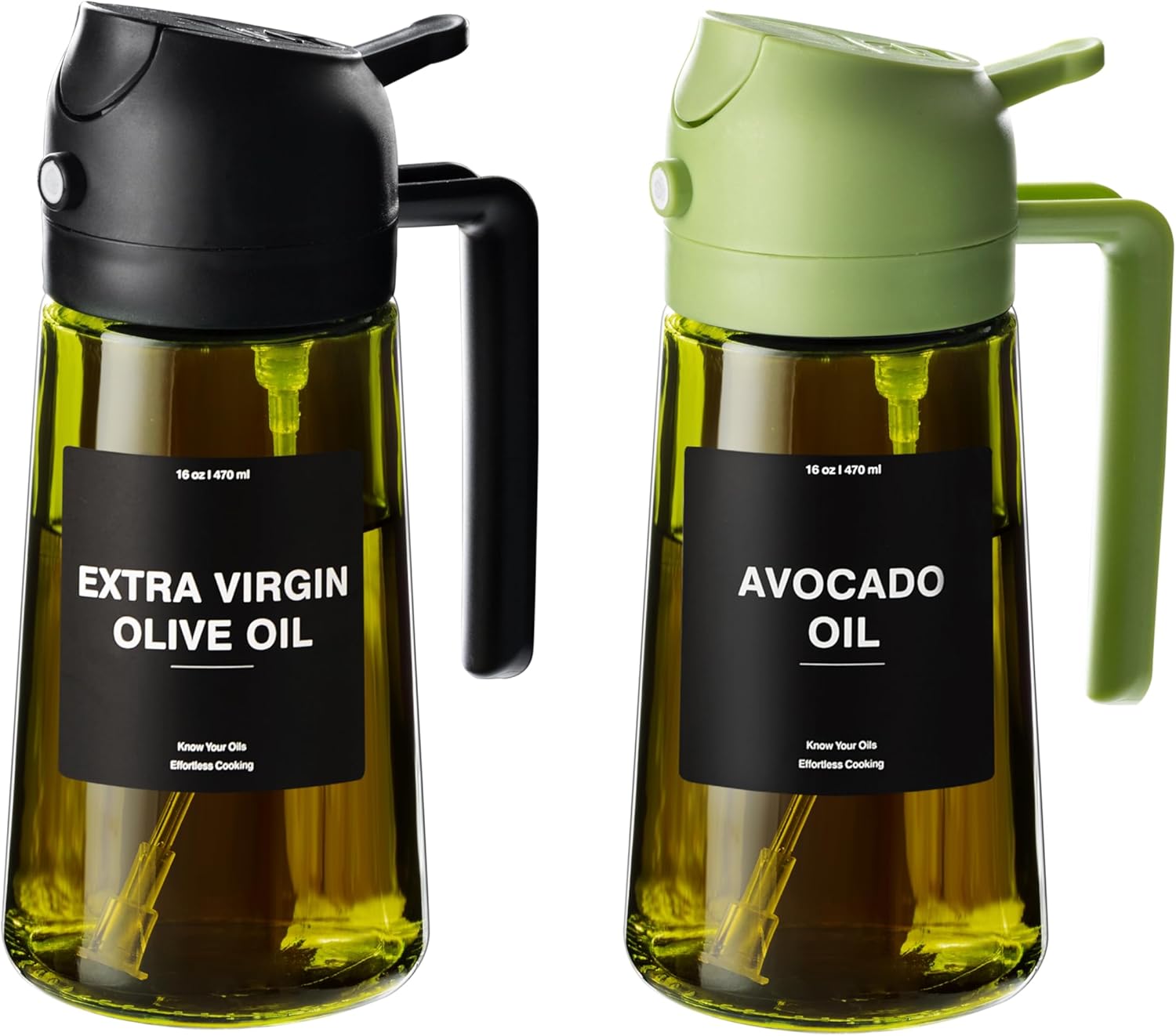 CXINYI - 16oz/470ml Olive Oil Dispenser for Kitchen with Stickers - 2 in 1 Olive...