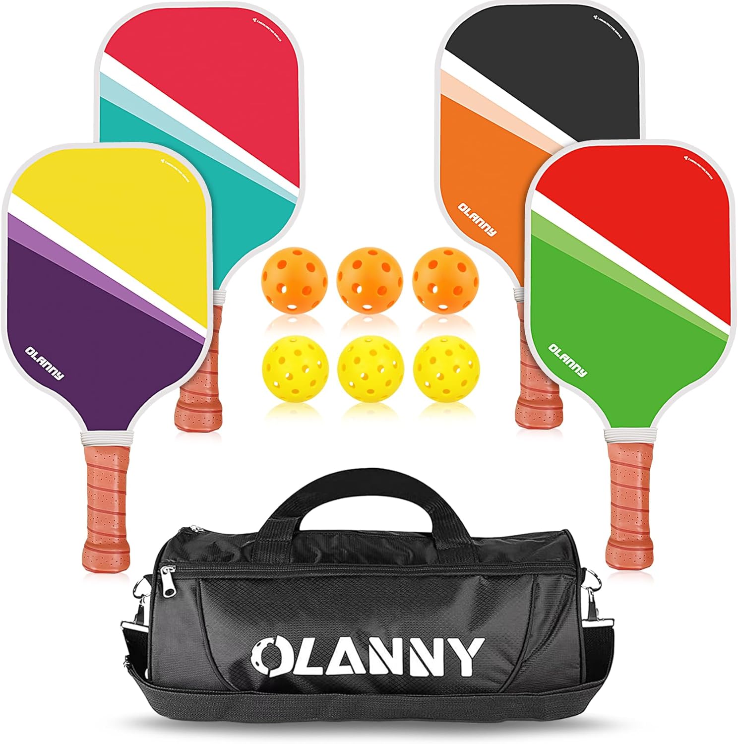 Graphite Pickleball Paddles Set- Premium Rackets Fiber Face & Polymer Honeycomb...