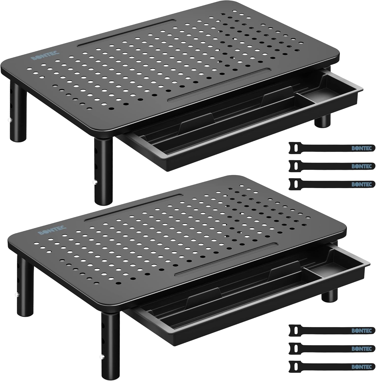High-Quality BONTEC Monitor Stand, Special 2 Pack Monitor Stand Riser with Drawe...