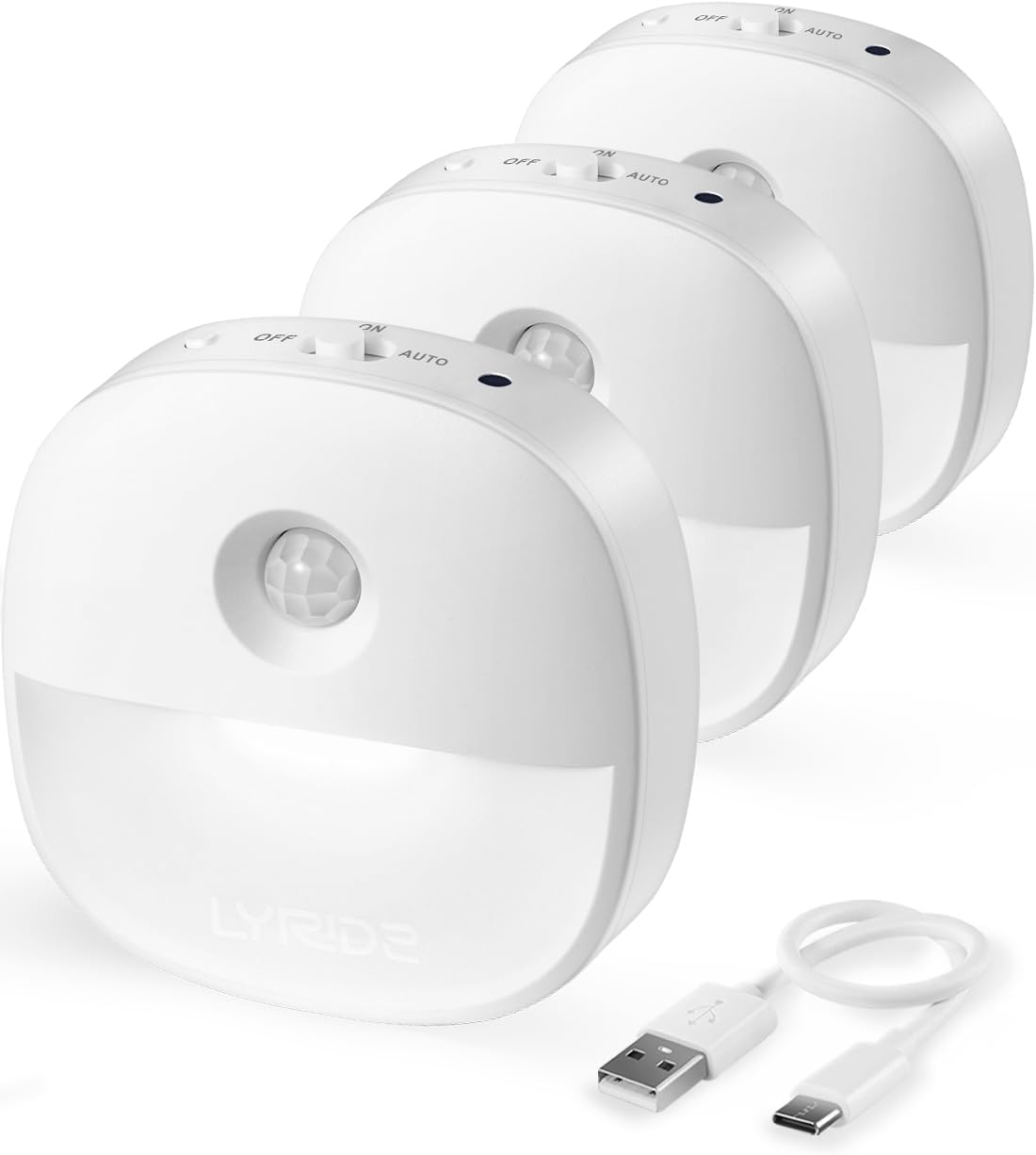 Lyridz Motion Sensor Night Light, Rechargeable Night Light Battery USB Type-C, R...