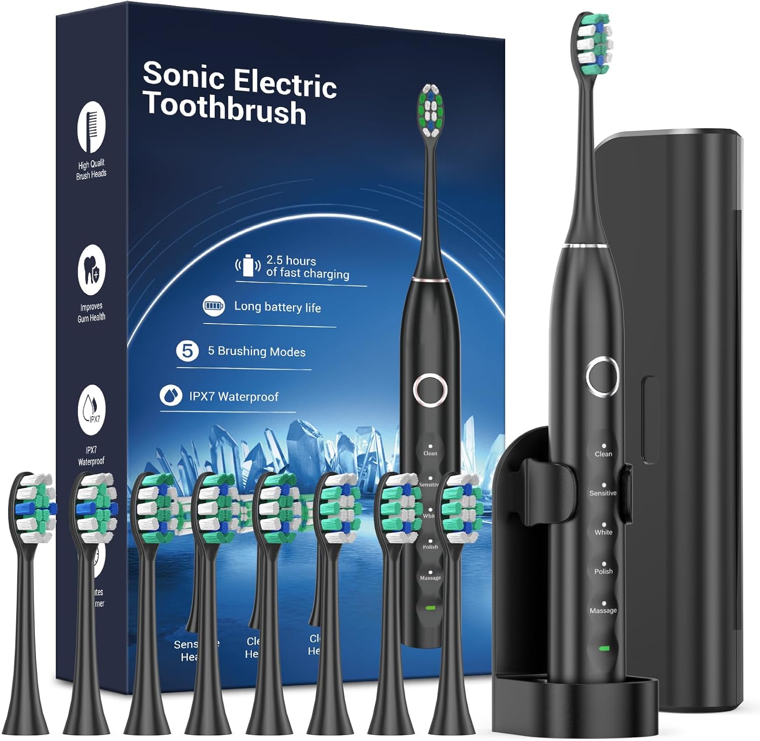 Rtauys S5 Upgraded Sonic Electric Toothbrush for Adults and Kids Ages 12+ with 8...