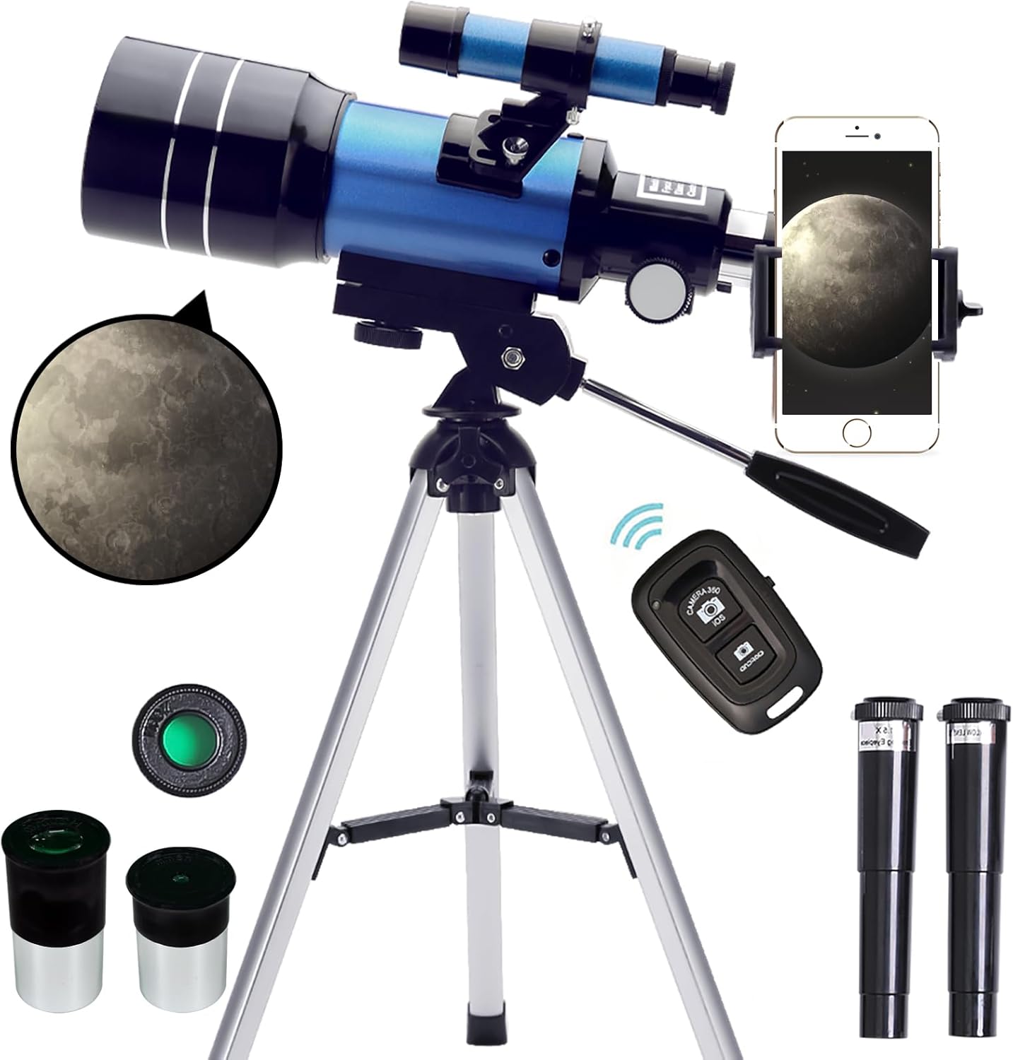 ToyerBee Telescope for Adults & Kids, 70mm Aperture (15X-150X) Portable Refracto...