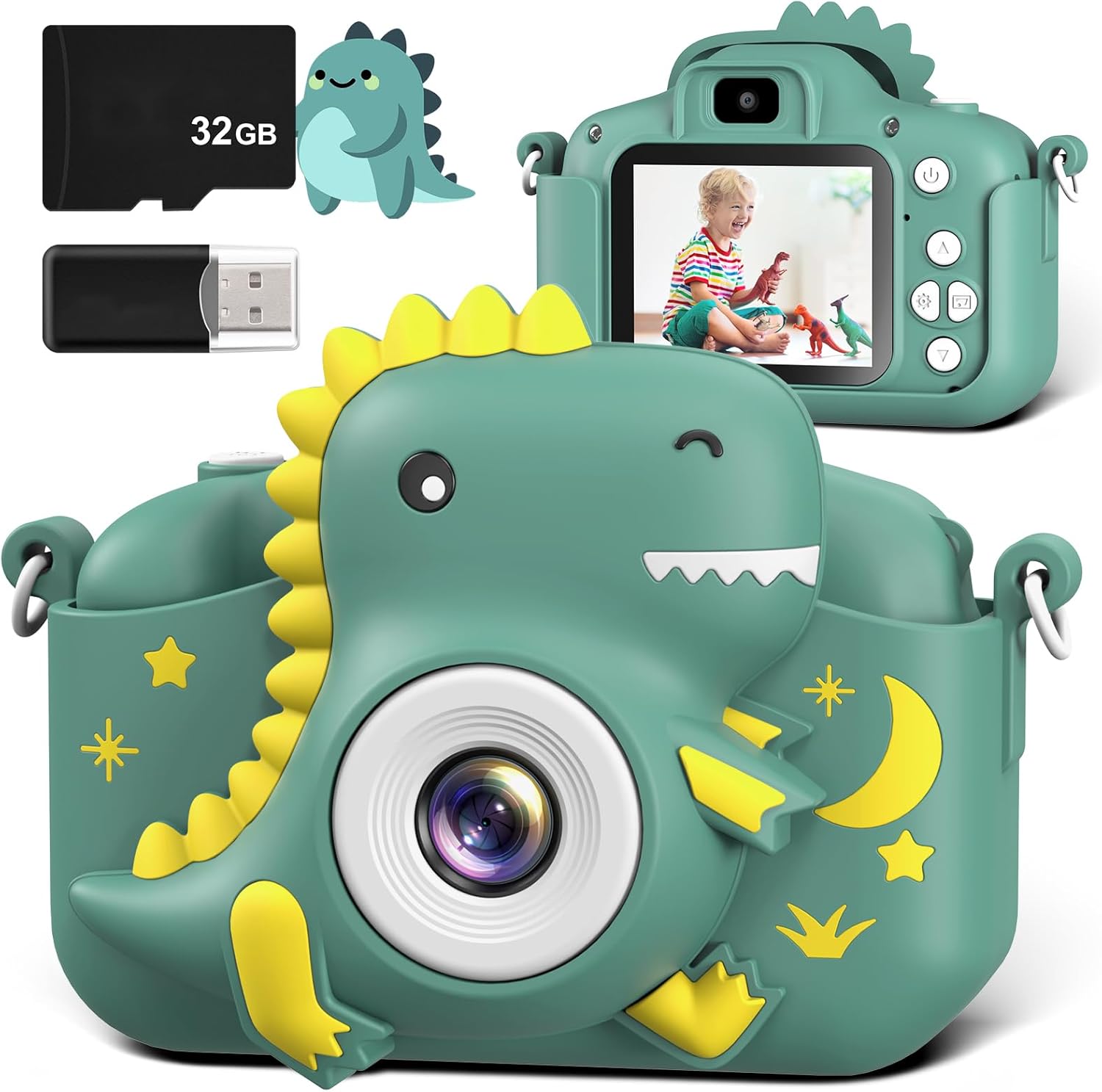 GREENKINDER Kids Camera - 2.0” Screen, 32GB Card, 20MP & 1080P HD Digital Camera...