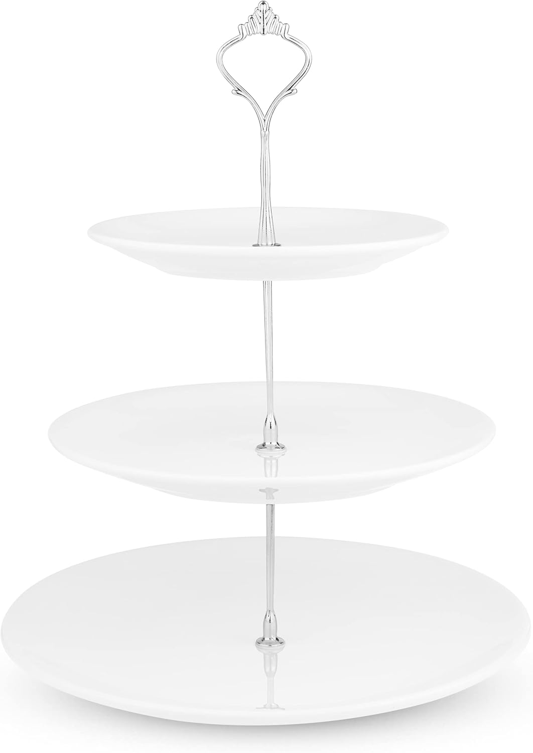 Nyxi White Porcelain 3 Tier Ceramic Cake Stand Afternoon Tea Porcelain Round Dis...