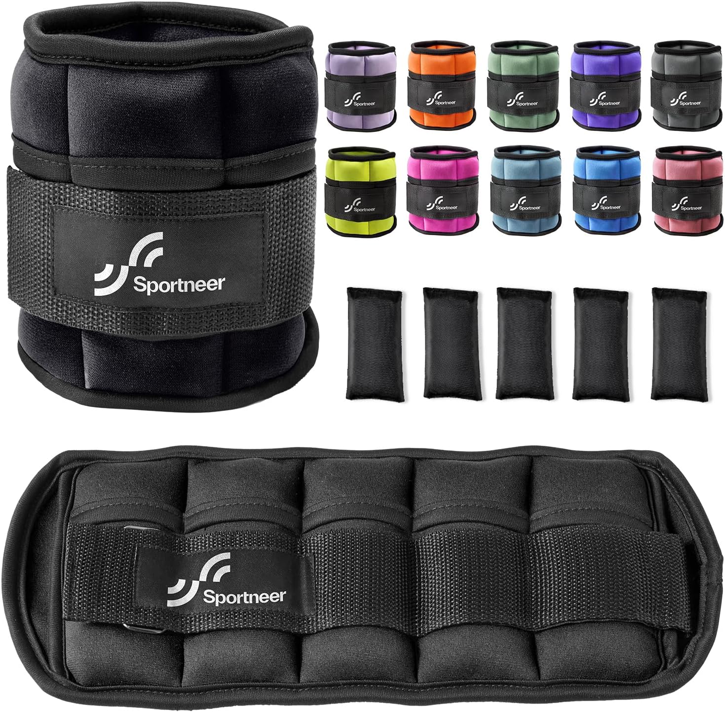 Sportneer Ankle Weights Adjustable Ankle Weights Set Wrist Strap 0.45kg - 2.25kg...