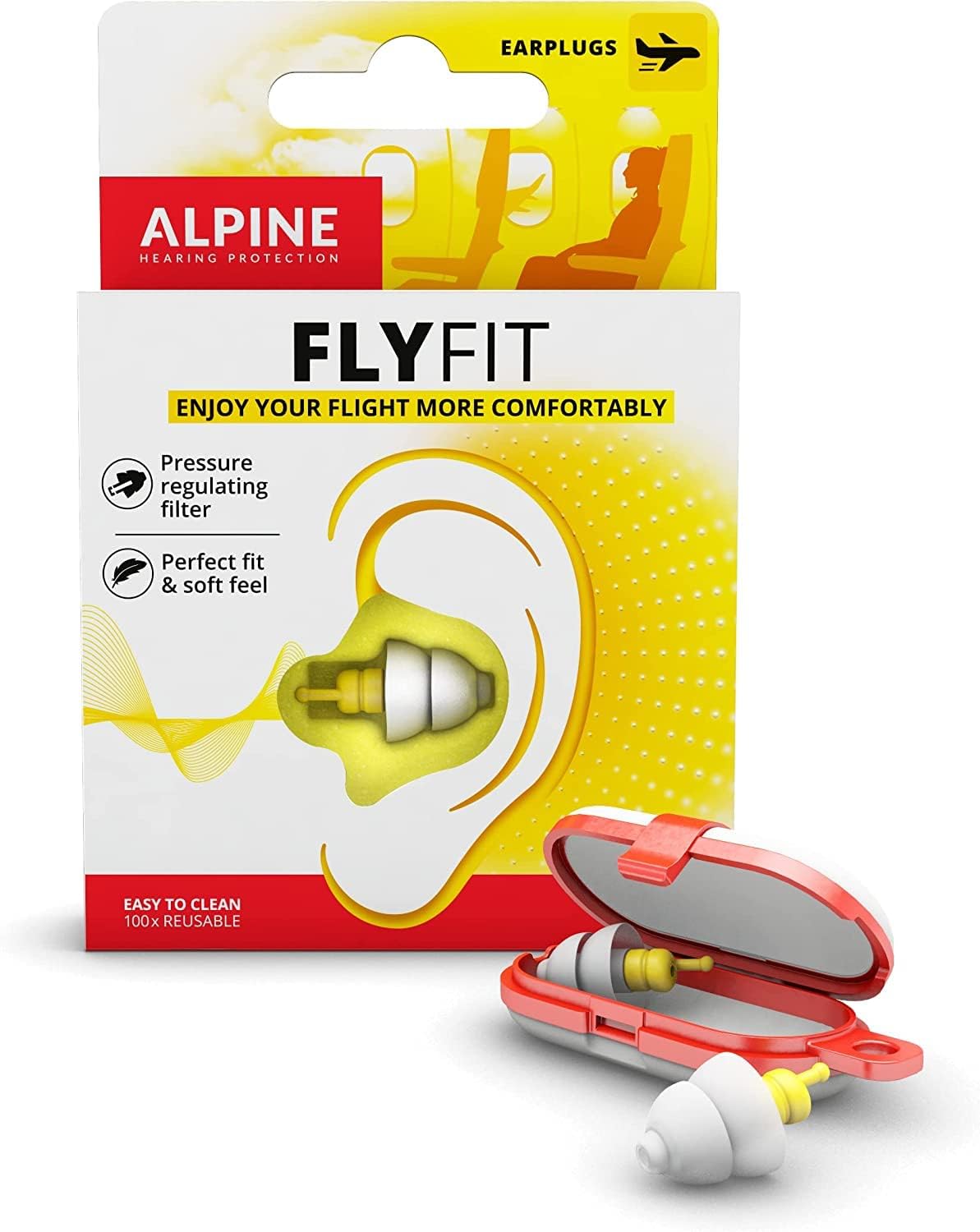 Alpine FlyFit Earplugs for Flying - Prevent Ear Pain & Regulates Air Pressure -...