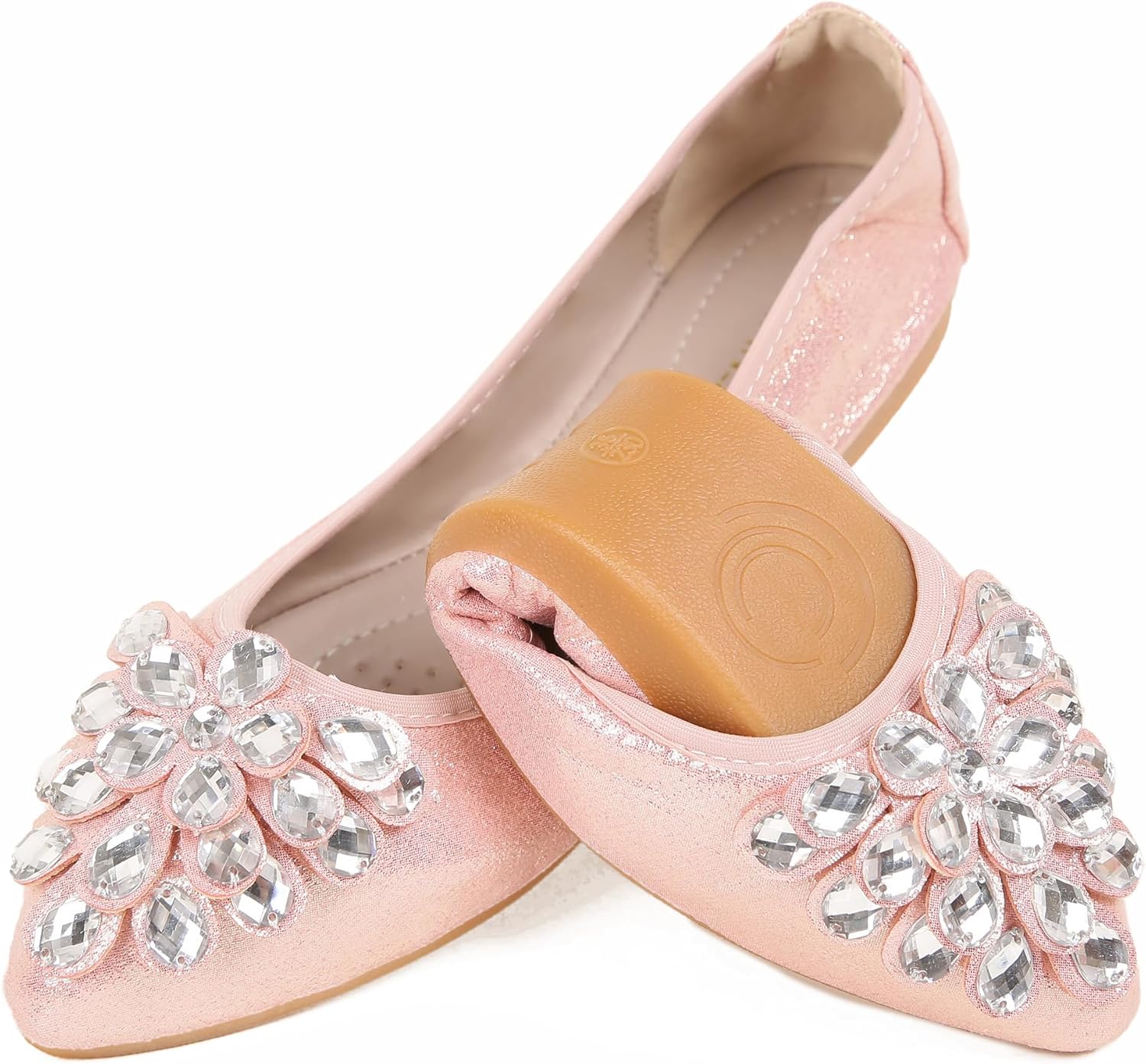 Women Ballet Flats Rhinestone Wedding Ballerina ShoesFoldable Sparkly Comfort Sl...