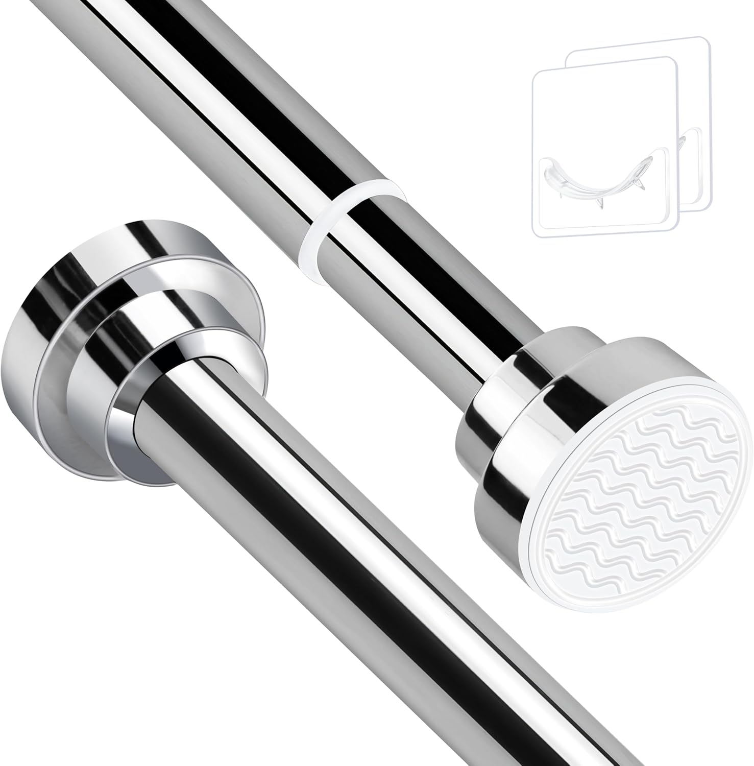 Stainless Steel Extendable Shower Curtain Rod Tension Pole, including 2 Holder,N...