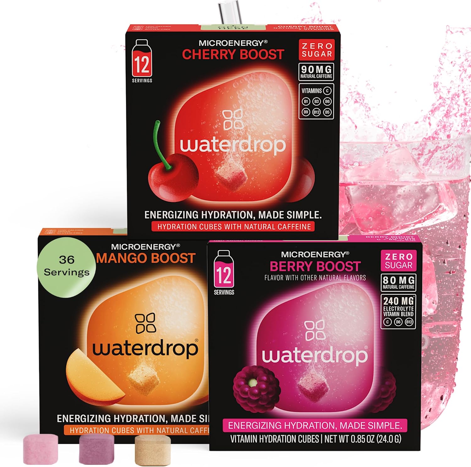 waterdrop® Microenergy Set, Energy Drink, 36 Water Flavouring Hydration Cubes, B...