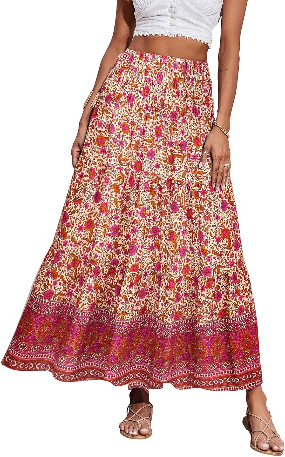 Elegant CFLONGE Women's 2025 Skirts, Special Bohemian Style Long Skirts, High Wa...