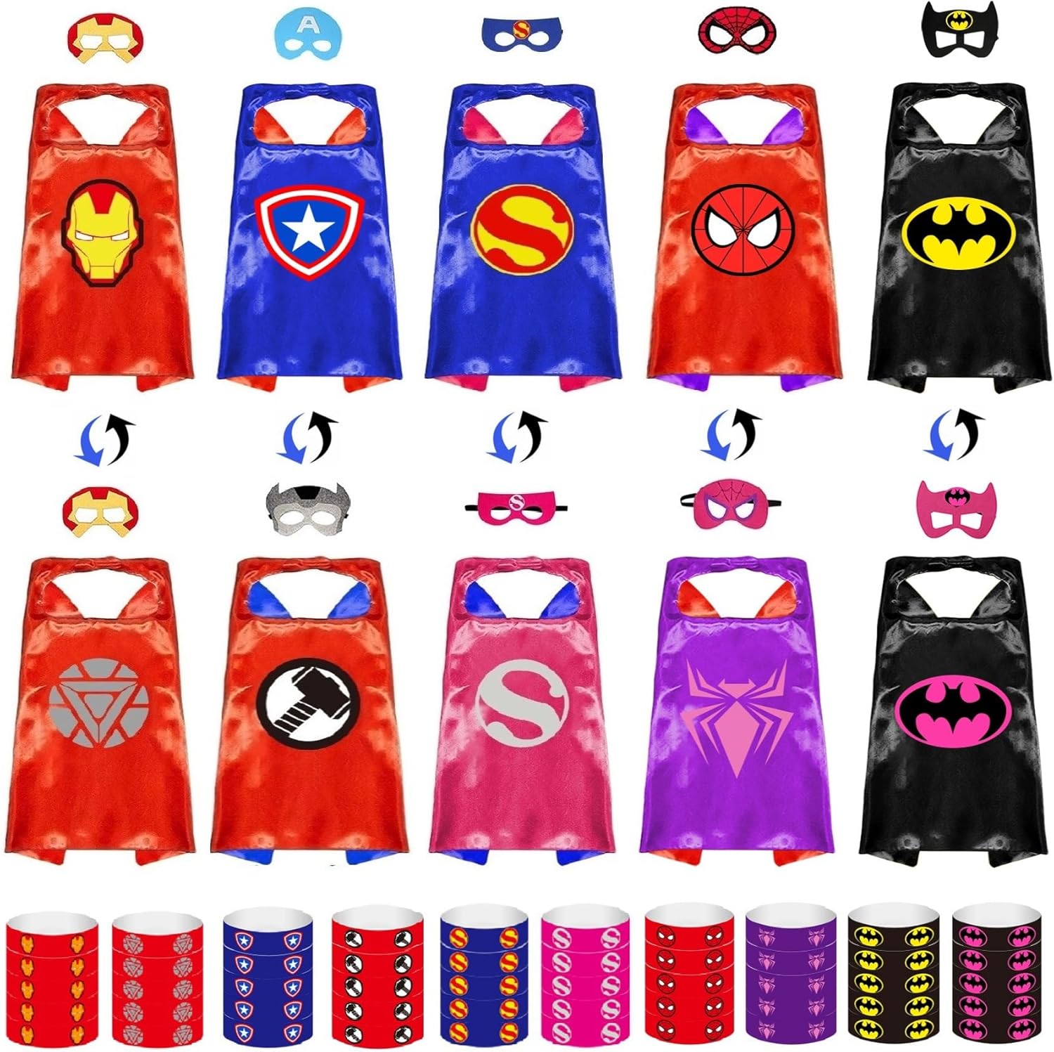 Fantastic Dress Up Toys, Premium Double Side Superhero Capes and Masks, Unique C...