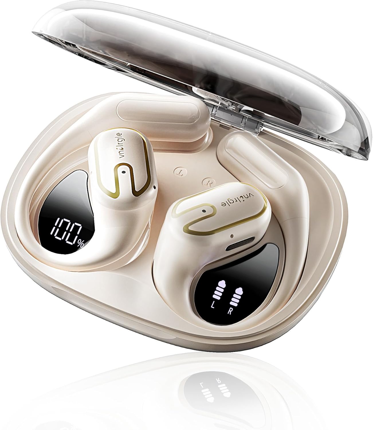 Open Ear Headphones Earbuds wireless - 5.4 Bluetooth Ear Buds with LED Digital D...