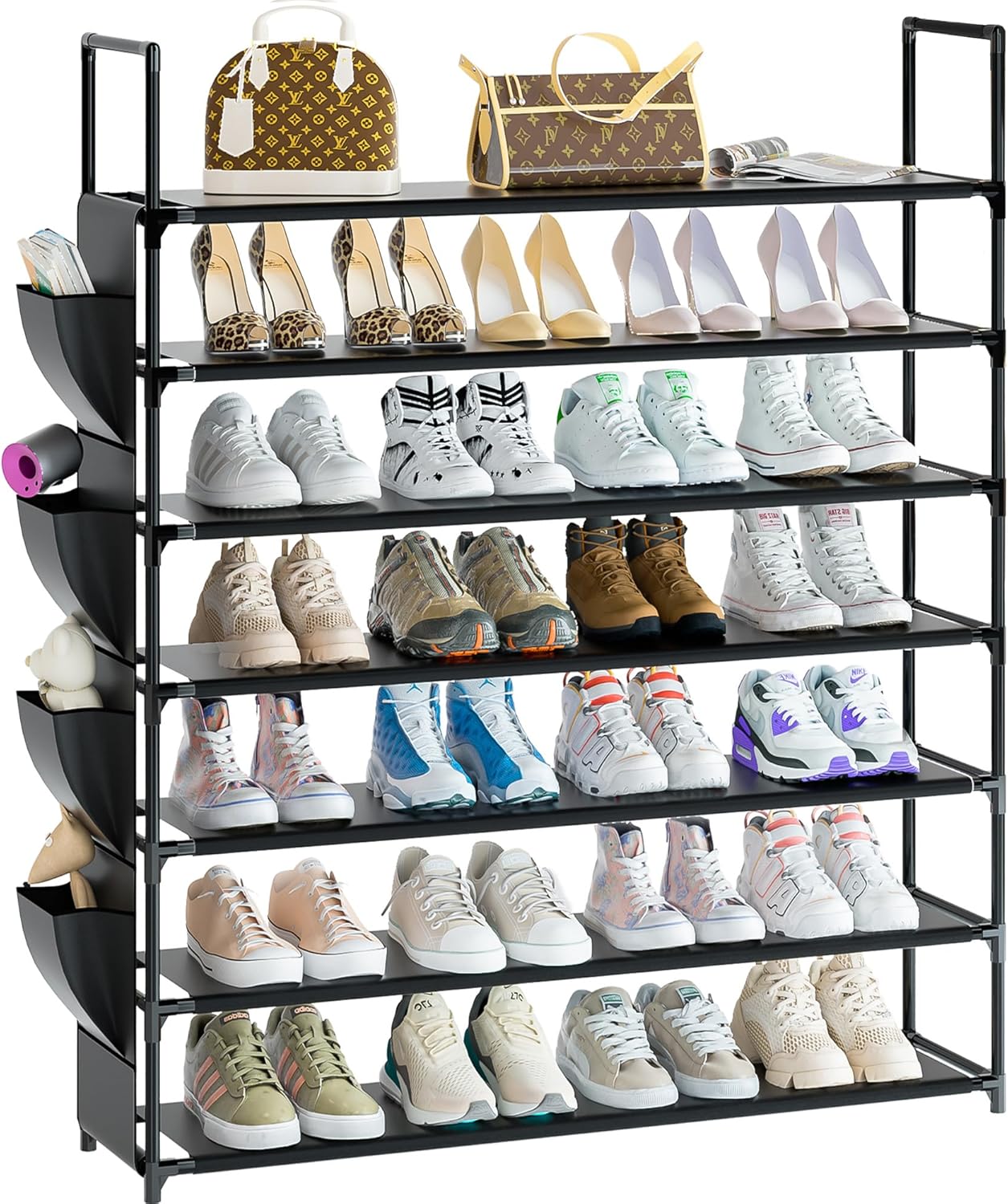 Large Capacity 7 Tier Shoe Rack, Black, 33.3in Wide x 11.2in Deep x 48.7in Tall,...
