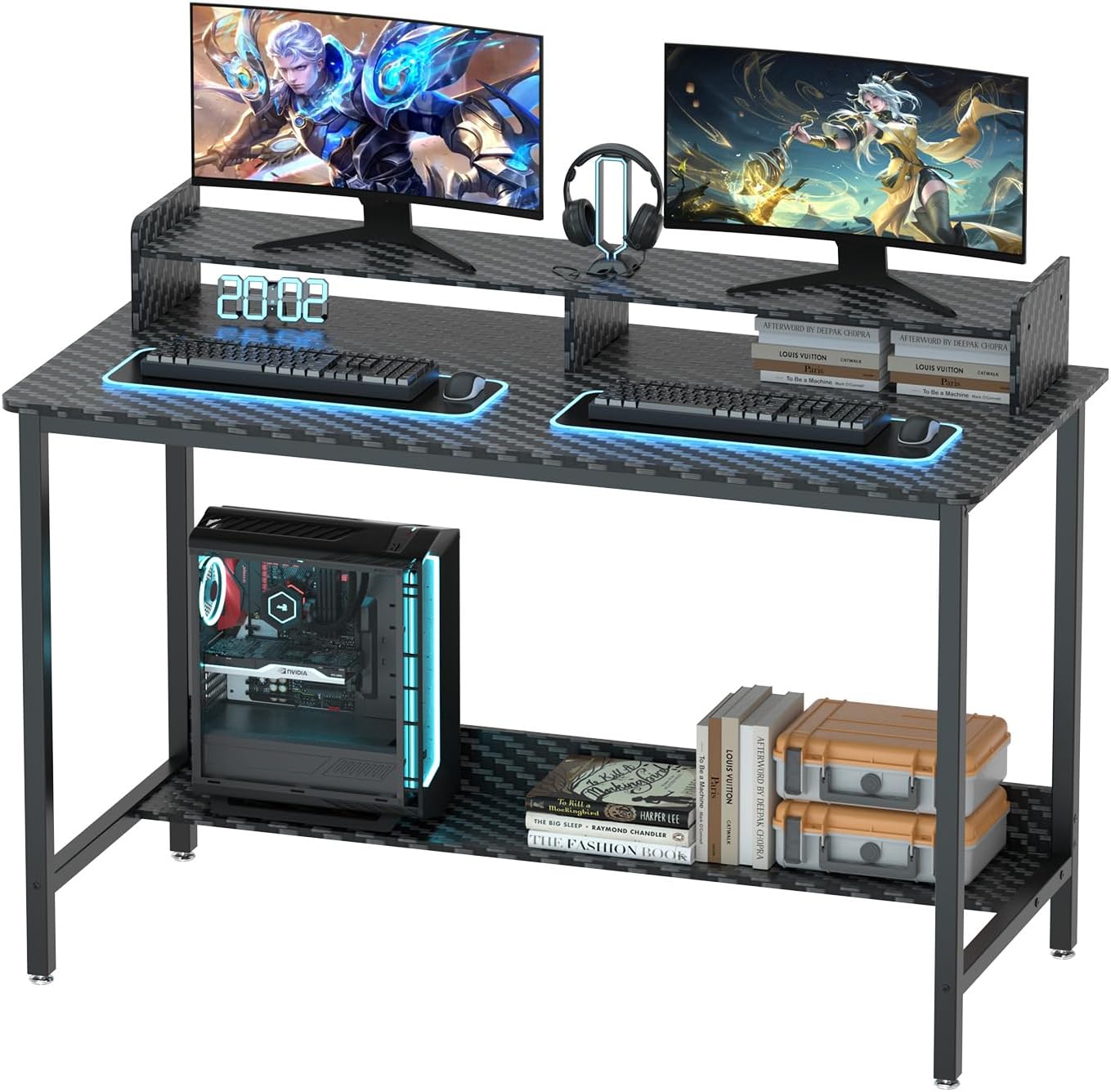 WOODYNLUX Computer Desk, Special Desk with Shelves, Innovative 43 Inch Gaming Wr...