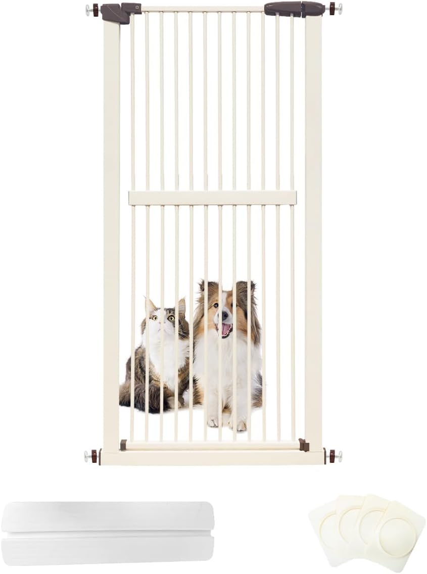 Lumizone Extra Tall Cat Gate 61.02" High Pressure Mounted Extra Wide 30.12"-34.0...