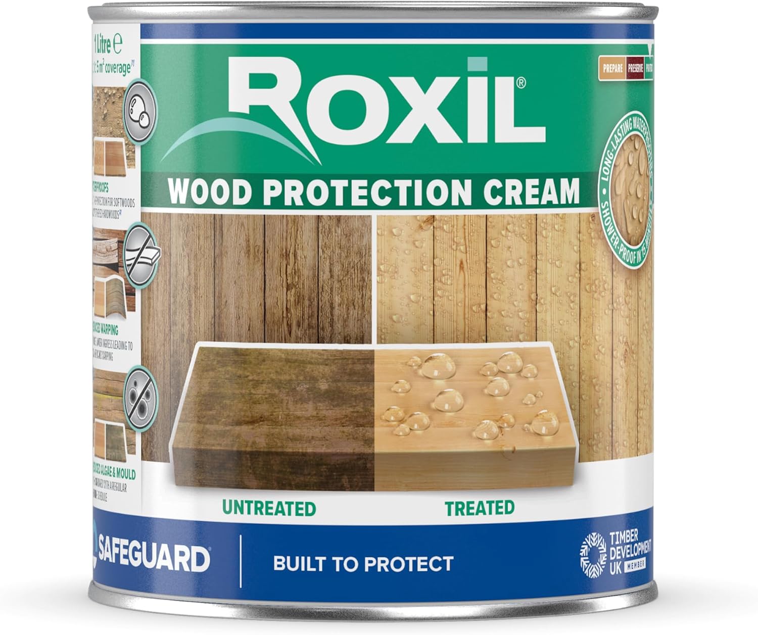 Roxil Wood Protection Cream - 1L - Instant Wood Sealer, Waterproofing Clear Trea...
