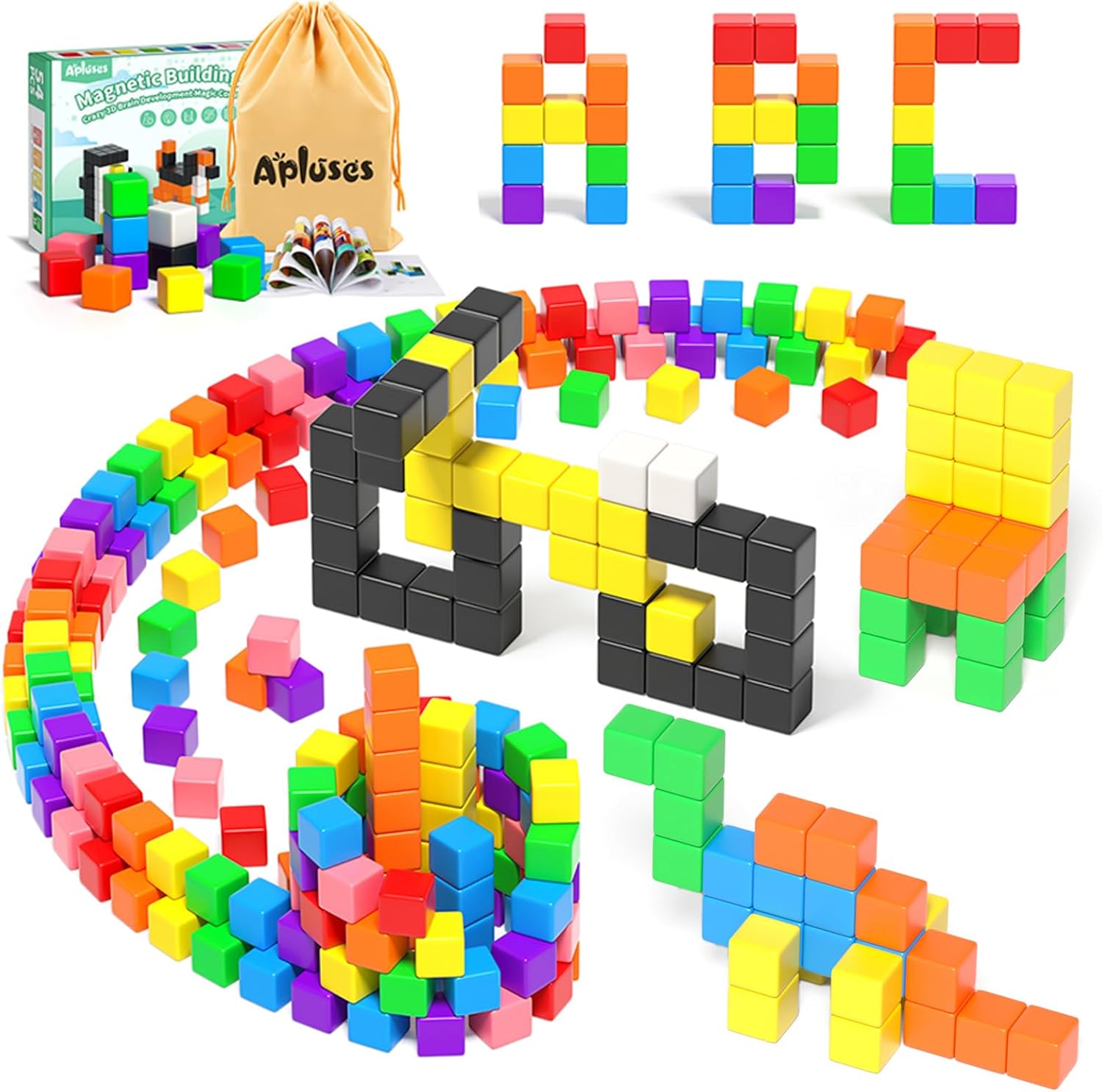54 PCS Magnetic Blocks, Magnetic Building Blocks for Toddlers 3+, Montessori Toy...