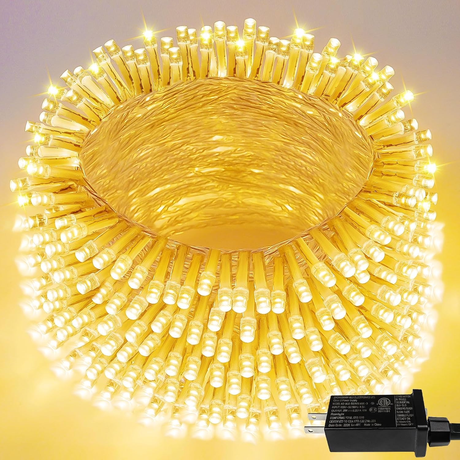 Extra-Long 66FT String Lights Outdoor/Indoor, 200 LED Super Bright Christmas Lig...
