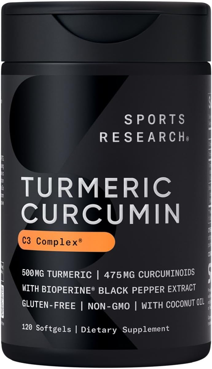 Sports Research Turmeric Curcumin C3 Complex - Softgels with Bioperine Black Pep...