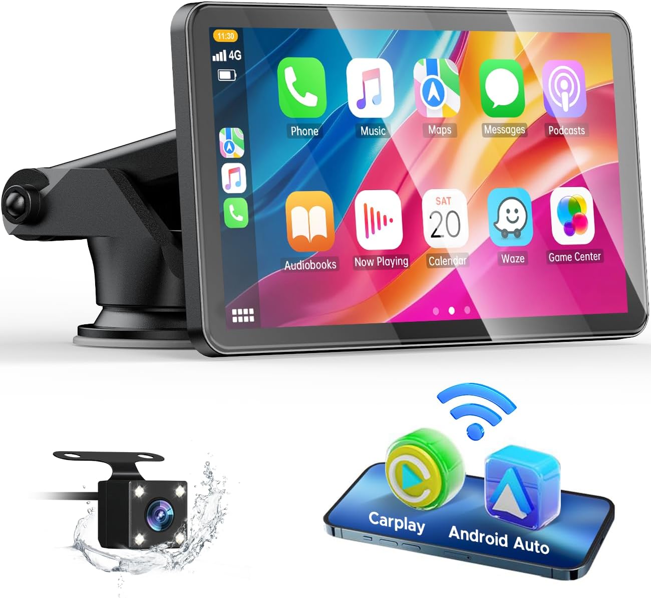 HOTPEAK Wireless Car Stereo for Apple Carplay with...